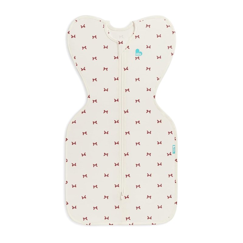 Love To Dream™ Swaddle UP™, Small 3.5–6 kg – Cotton Bows Cream | Snug Fit, Supports Healthy Sleep Routine | 1.0 Tog Ideal for Spring & Summer (20–24°C) | Machine Washable Cotton & Double Zip