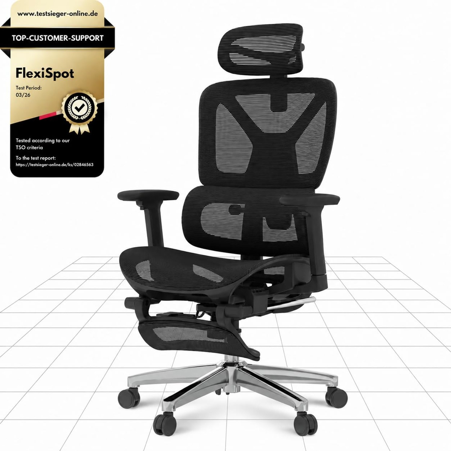 FLEXISPOT ErgoX Ergonomic Office Chair With 3D Armrests & Headrest Mesh Desk Chair with 5D Lumbar Support & Seat Depth Adjustment Task Chair with Footrest Adaptive Comfort for Home & Work