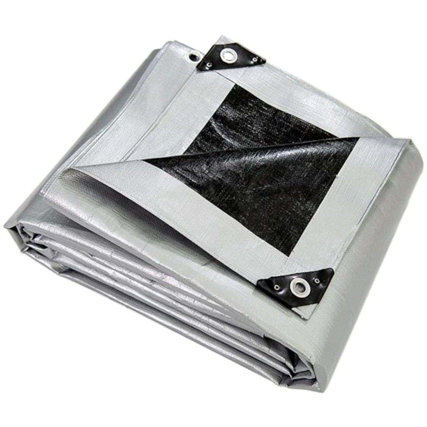 4 x 6 m Silver/Black 260 GSM Tarpaulin Waterproof Heavy Duty Tarp Sheet Cover, Groundsheet - Waterproof, Weatherproof, Frost-Resistant, UV Protection, Universal, Multipurpose, Reinforced Eyelets