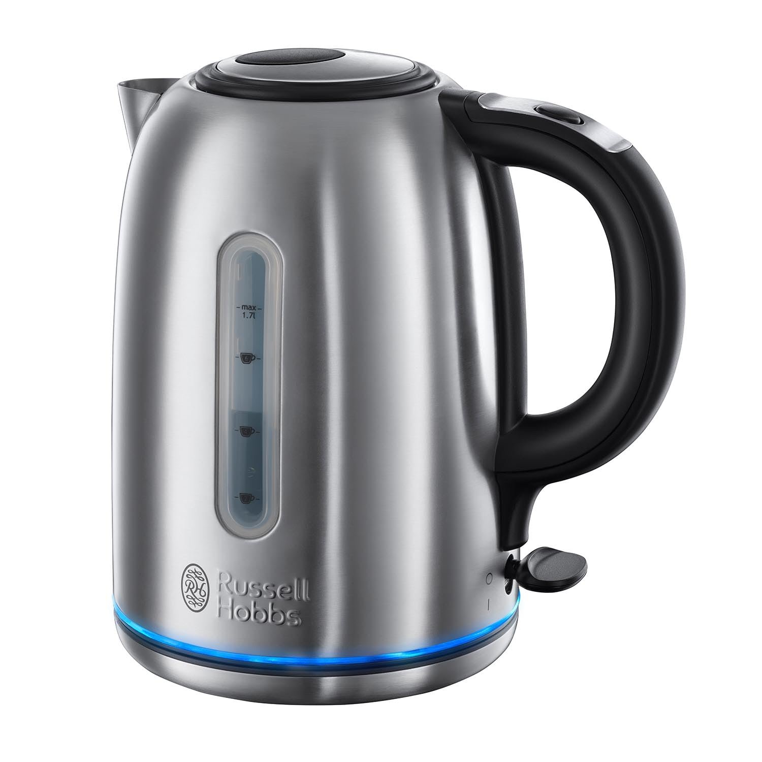 Russell Hobbs Brushed Stainless Steel Electric 1.7L Cordless Kettle (Quiet & Fast Boil 3KW, Removable washable anti-scale filter, Push button lid, Perfect pour spout) 20460