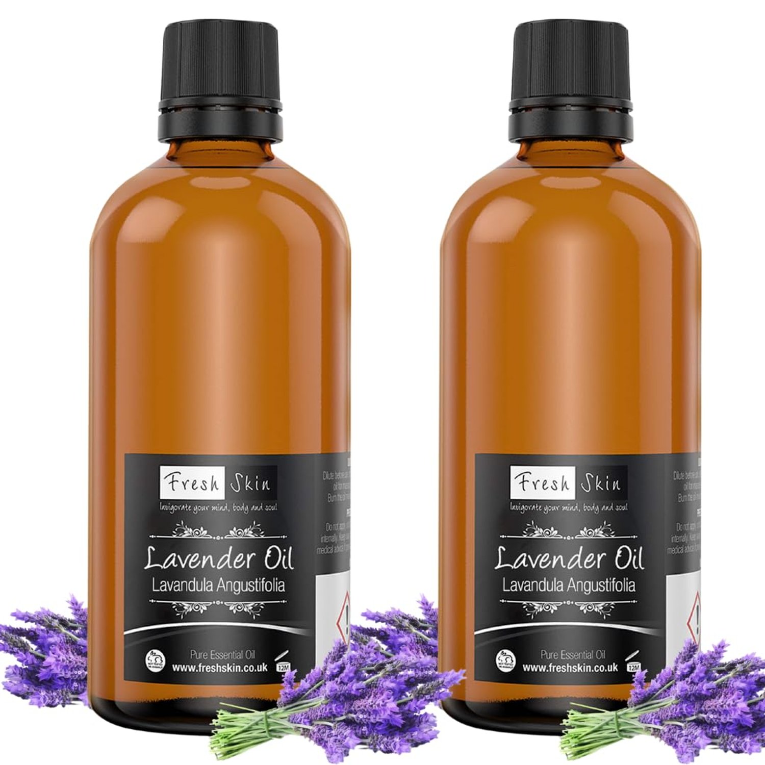 Freshskin Beauty LTD | Lavender Essential Oil - 200ml (2 x 100ml) - 100% Pure & Natural Essential Oils - Lavender Oil for Sleep, Aromatherapy, Diffusers for Home - Vegan Friendly