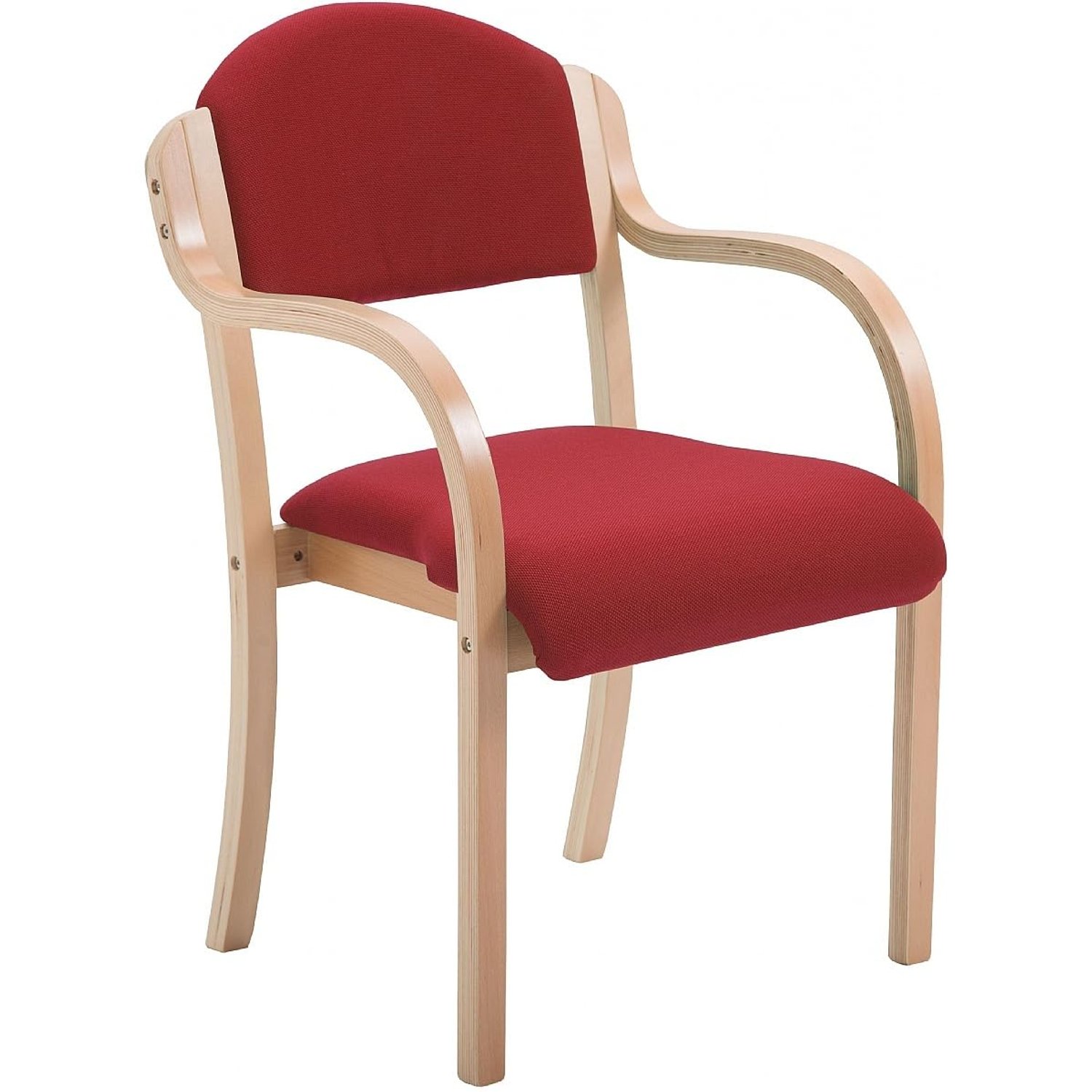 BiGDUG Office Furniture Online Devonshire Stacking Armchair - Wooden Frame Stackable Reception Chair - Wine Red