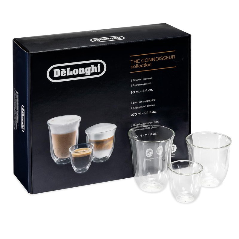 De'Longhi 5513296671 DLSC302 Delonghi Fancy Box 6er Set Thermo Glasses, Clear, 1L