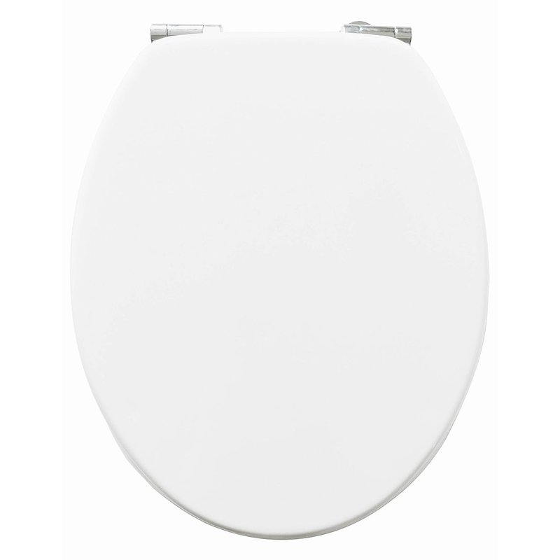 AQUALONA® Essential Value Toilet Seats Wipe Clean Moulded Wood - Stainless Steel Slow Close Hinges - Wipe Clean - Easy Installation (Solid Wood White)