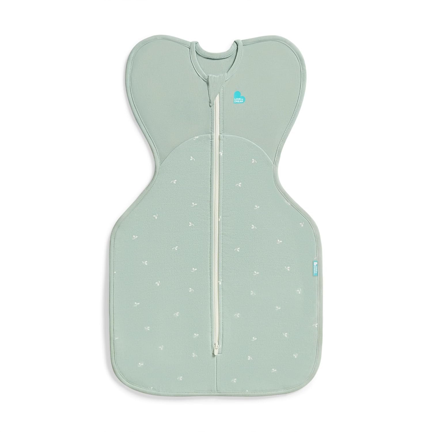 Love To Dream™ Swaddle UP™, Small 3.5-6 kg, Olive Twigs, Snug Fit Supports Good Sleep, 1.5 TOG Suitable All Year for (18-24°C) Temperature, Machine Washable & Double Zip for Easy Nappy Change