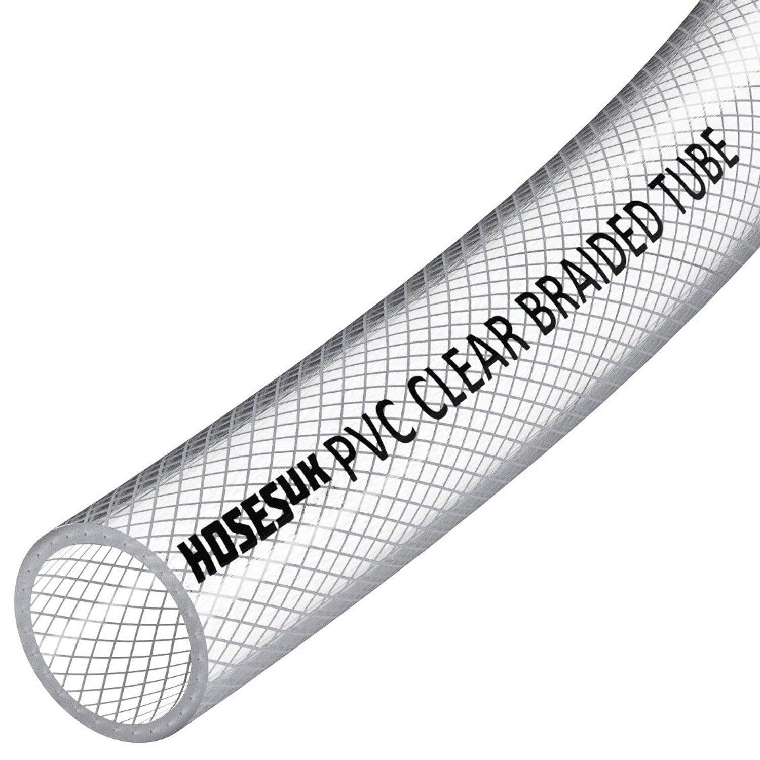 16mm (5/8") ID PVC Clear Reinforced Braided Air, Water, Oil, Gas, Food Flexible Plastic Hose Tube 100 Metres