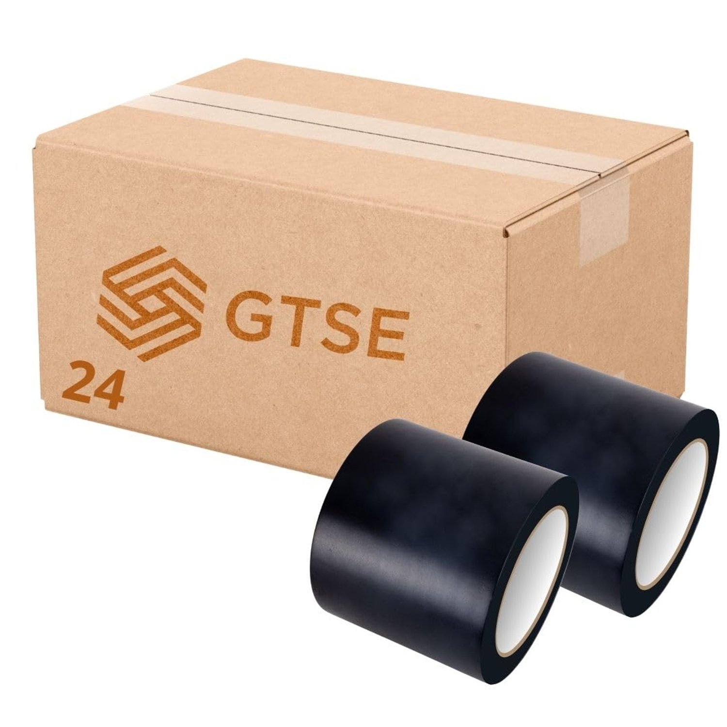 GTSE 100mm x 33m, Black, Wide PVC Vinyl Floor Tape, 24 Rolls, Safety Marking Tape, 0.15mm Thick, Suitable for Dance Floors, Gyms, Warehouse, Sports Industry