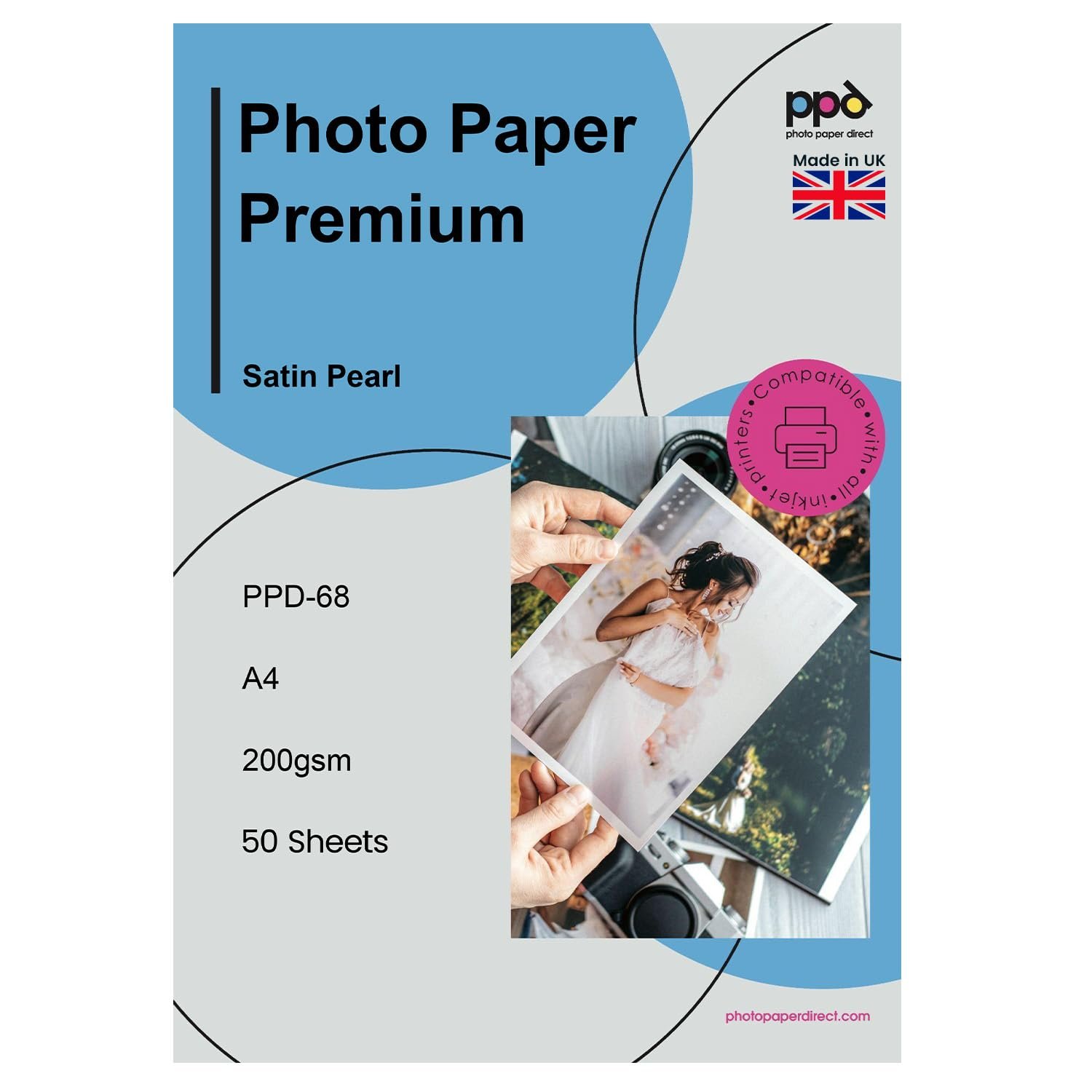 PPD 100 Sheets A4 Inkjet Premium Satin Semi-Gloss (Lustre) Photo Paper 200gsm Professional Photographer Grade Instant Dry Fade and Water Resistant (PPD-68-100)