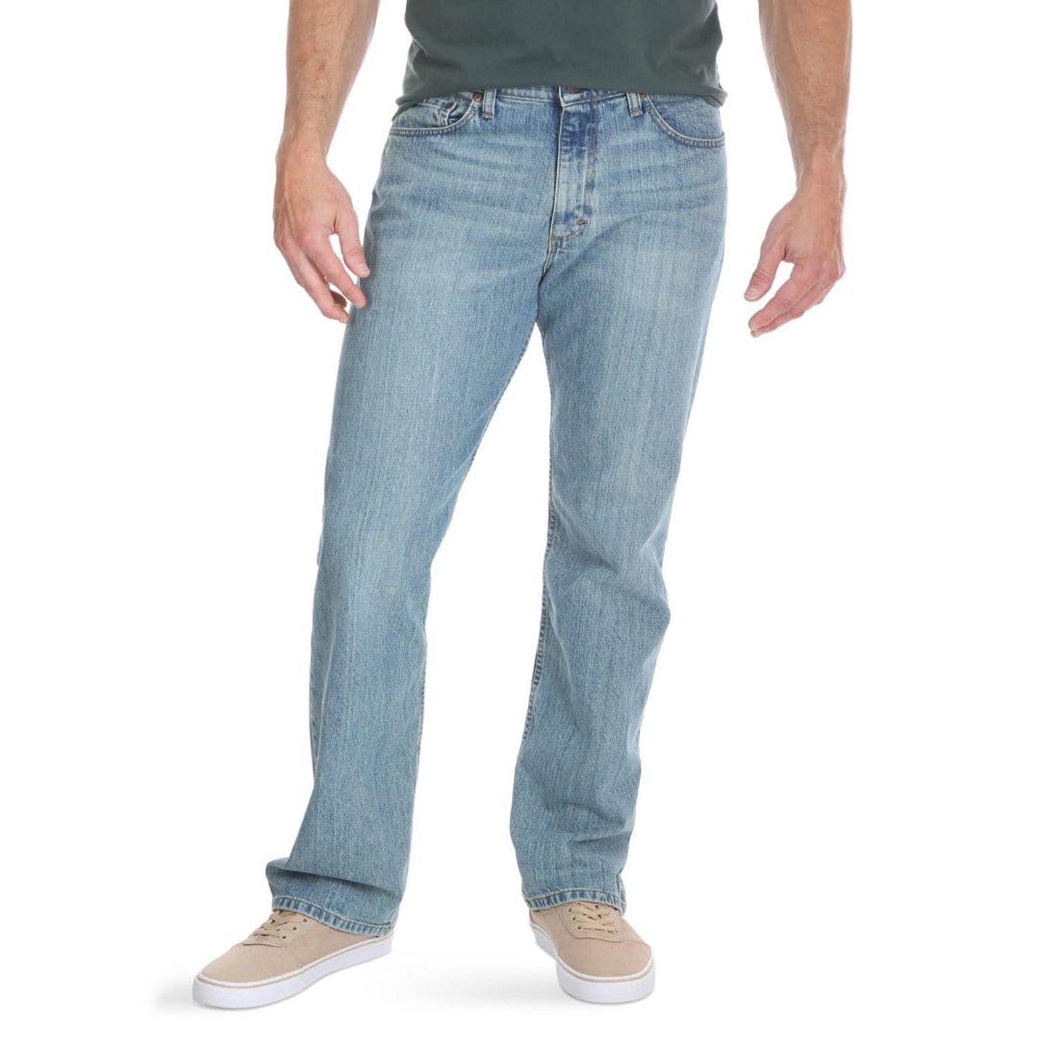 Wrangler Authentics Men's Regular Fit Comfort Flex Waist Jean, Chalk Blue, 48W x 32L