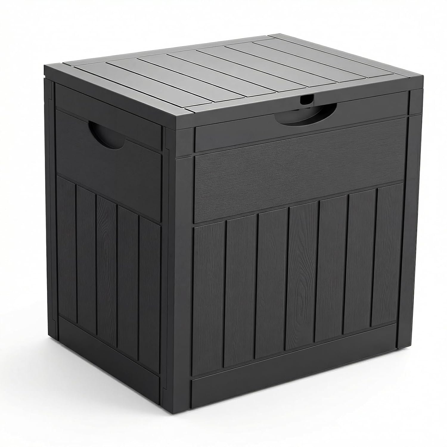VOUNOT® 126L Outdoor Storage Box with Lid, Lockable Garden Storage Chest, Waterproof Plastic Deck Box for Cushions, Tools & Parcel Delivery, Black