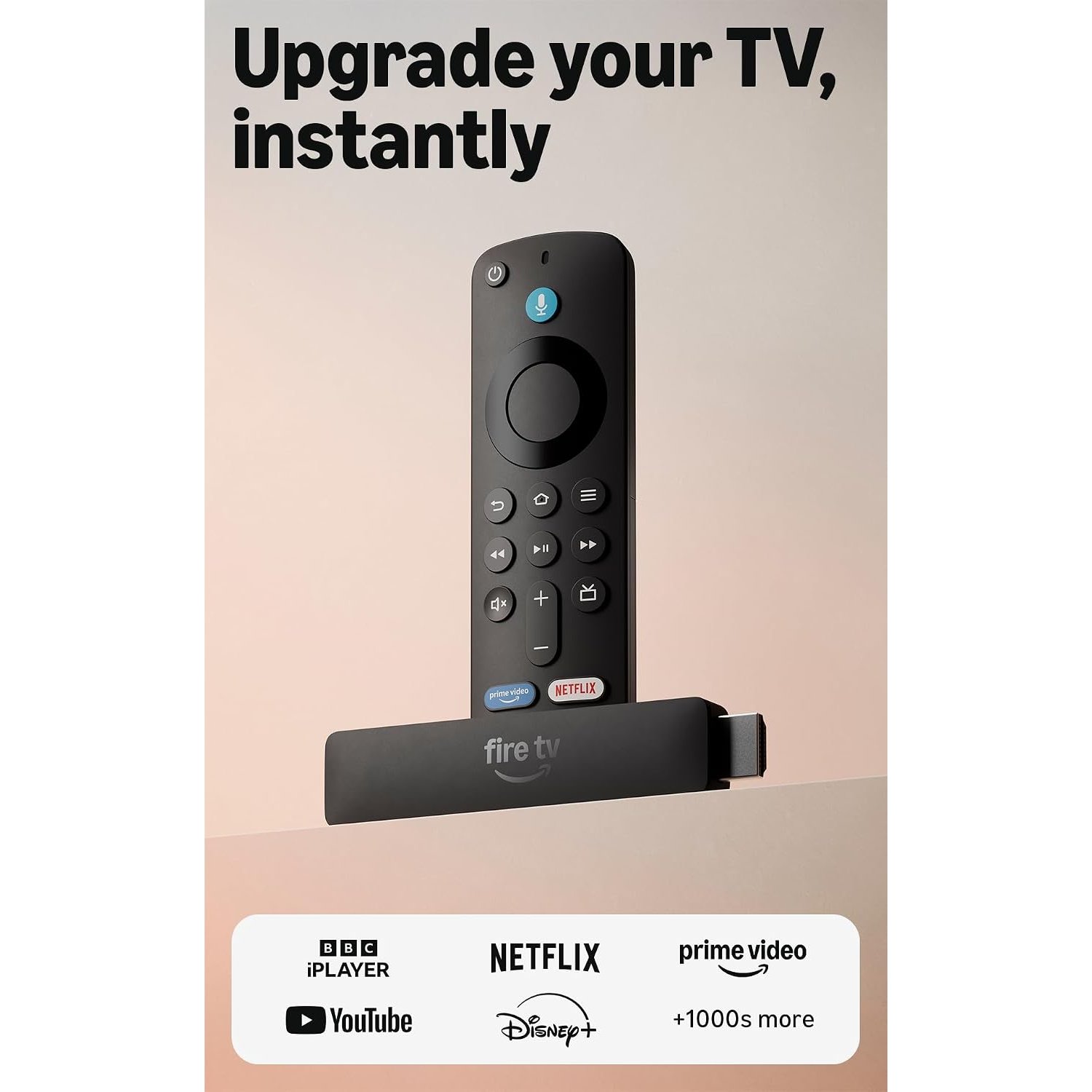 Amazon Fire TV Stick HD (newest gen), free & live TV, Alexa Voice Remote, powered by the TV, effortless setup, find TV programmes faster with Alexa+