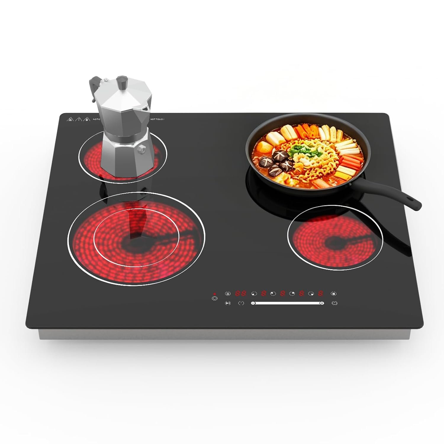 Gveyajo Ceramic Hob 6700W, Built-in 4 Zones Electric Hob, 60cm Electric Ceramic Hob with Slide Control, Dual Ring Design, Child Lock, Hard Wired, No Plug Included
