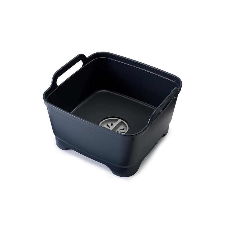 Joseph Joseph Wash and Drain Kitchen Washing Up Bowl for Sink with Handles and Draining Plug, 9 Litres, Grey
