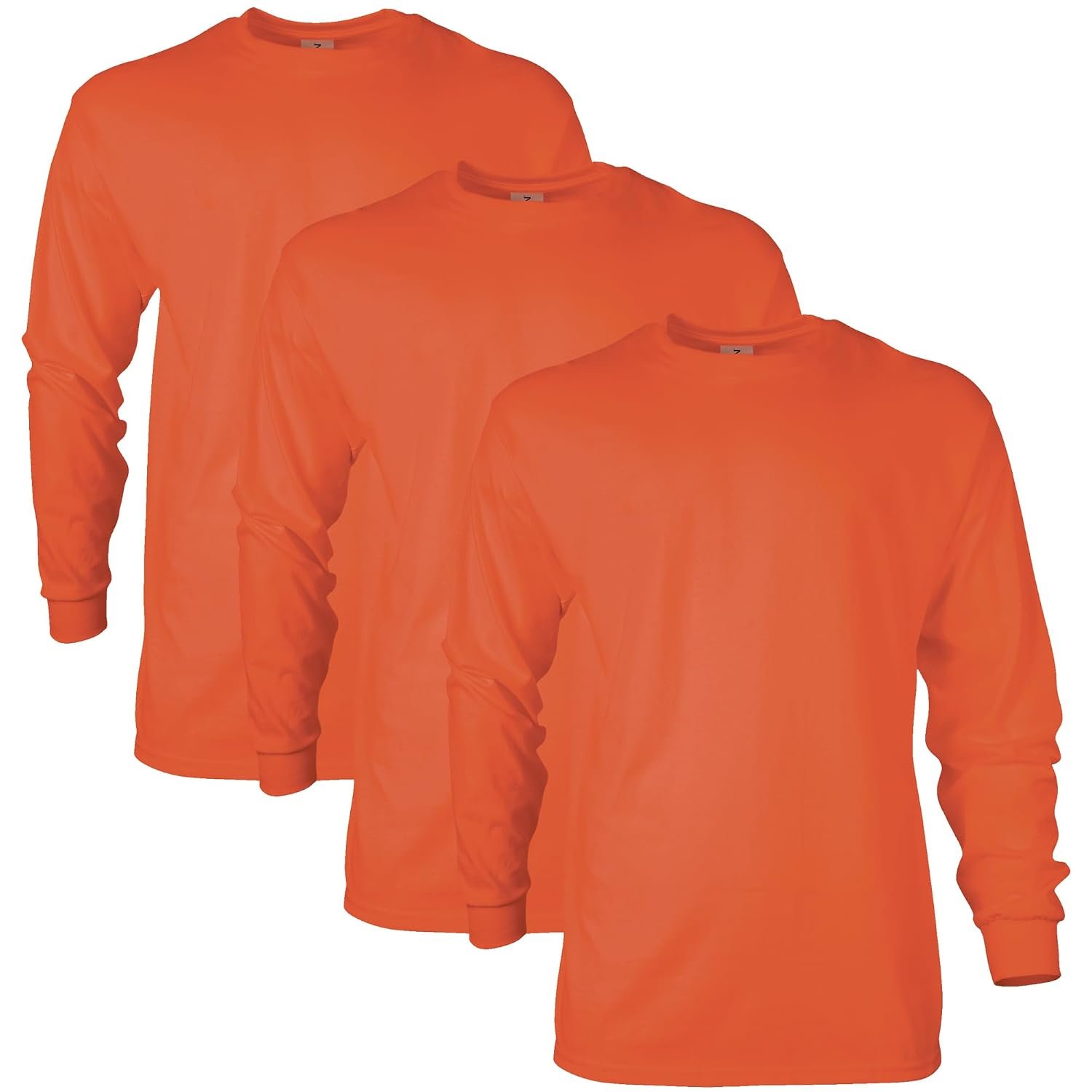 Gildan Unisex's Ultra Cotton Long Sleeve T-Shirt, Style G2400, Multipack, Orange (3-Pack), S (Pack of 3)