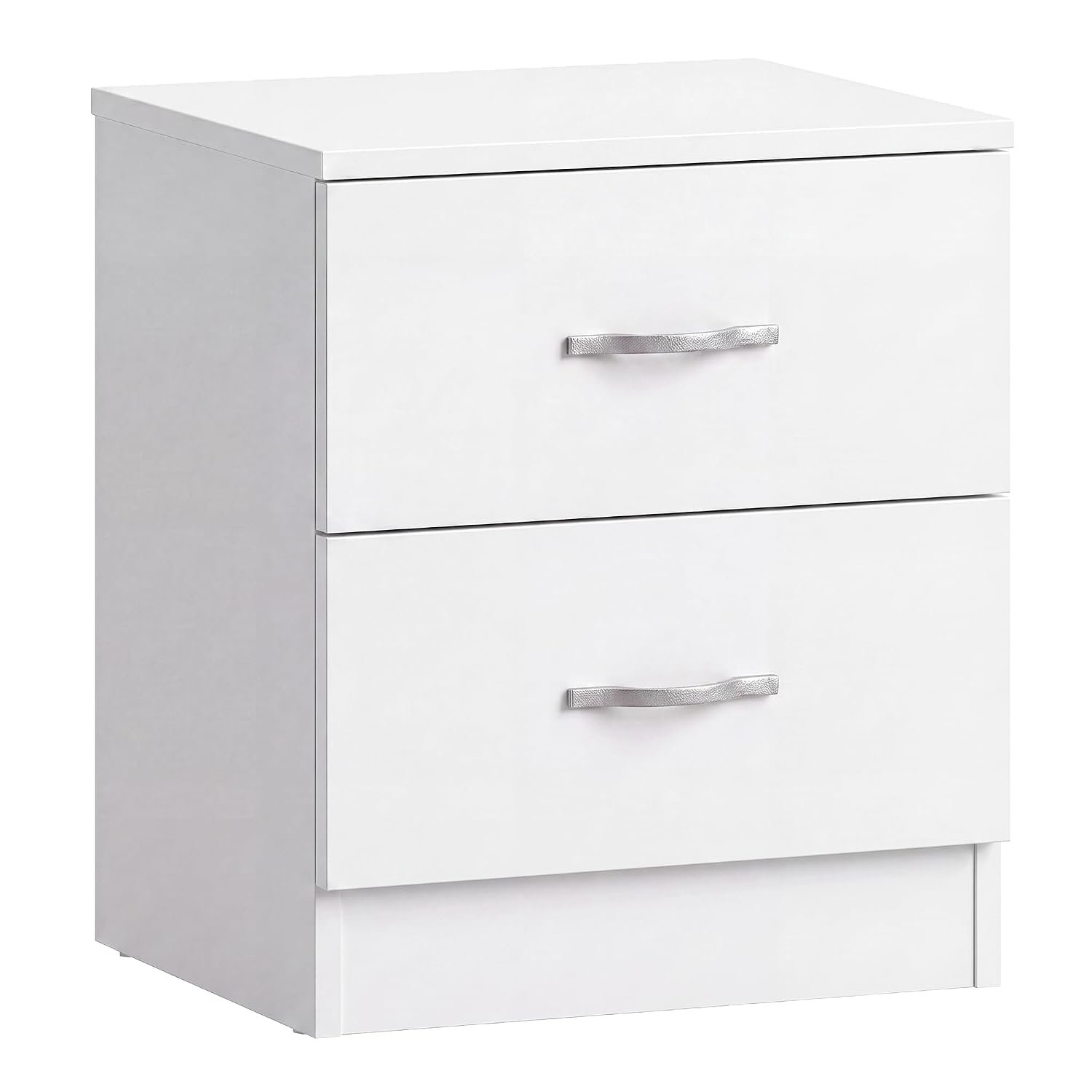 Vida Designs White Bedside Cabinet, 2 Drawer With Metal Handles & Runners, Unique Anti-Bowing Drawer Support, Riano Bedroom Furniture