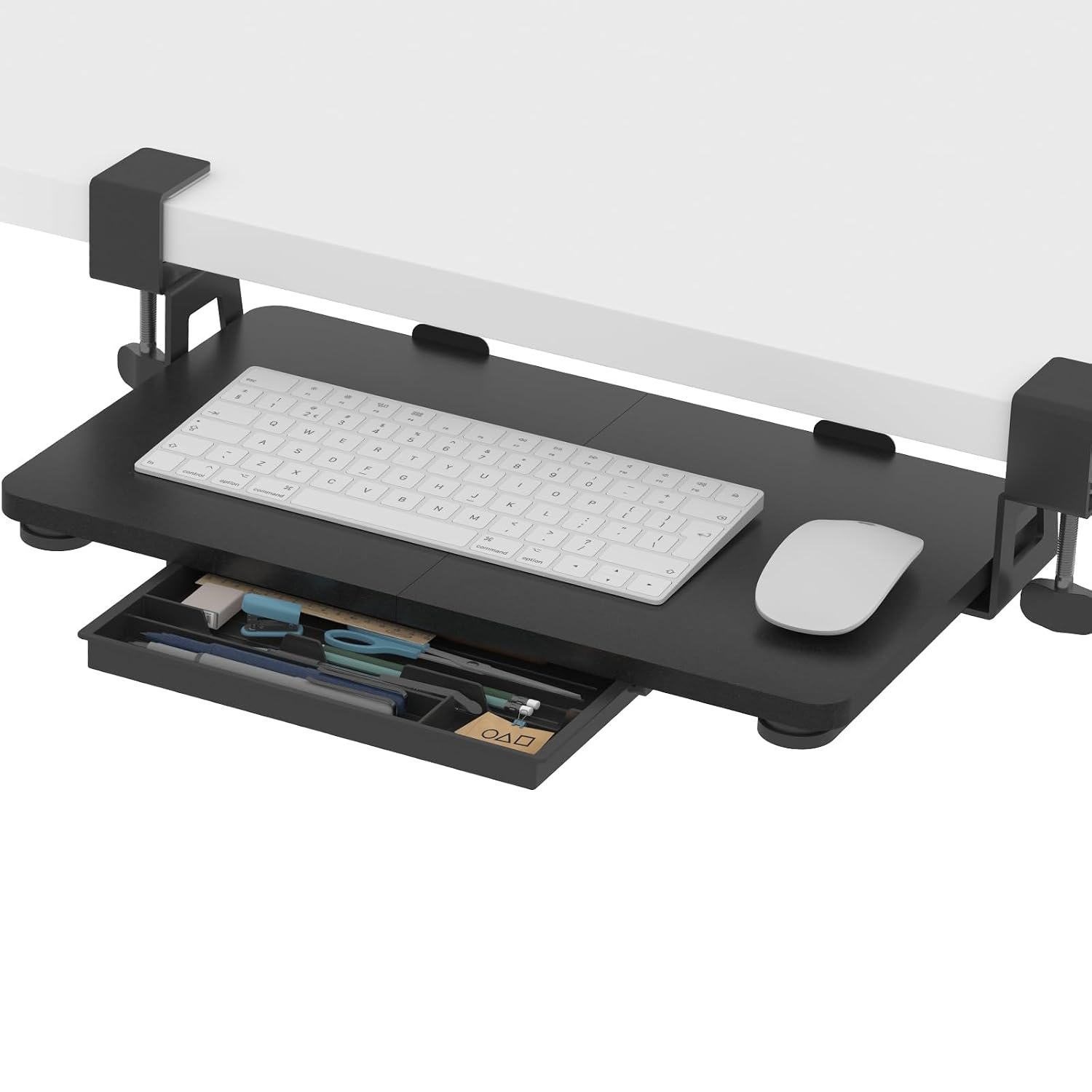ETHU Keyboard Tray Under Desk, 50×30cm Pull-Out Keyboard Drawer for Desk, Retractable Ergonomic Sliding Keyboard Shelf for Office & Home (Black)