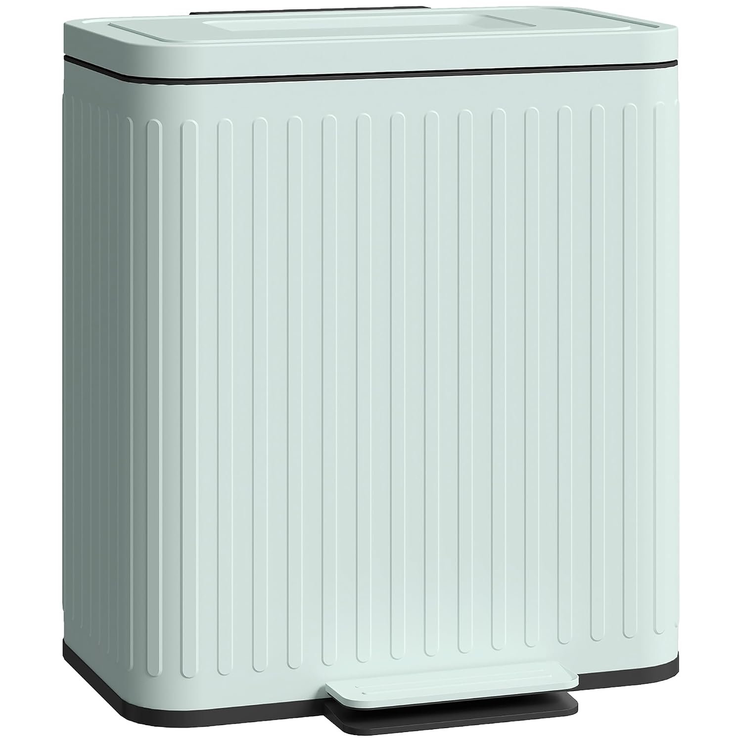 HOMCOM Dual Kitchen Bin, 2 x 20L Double Bin for Recycling and Waste, Fingerprint-proof Pedal Bin with Soft-Close Lid, Removable Inner Buckets, Green