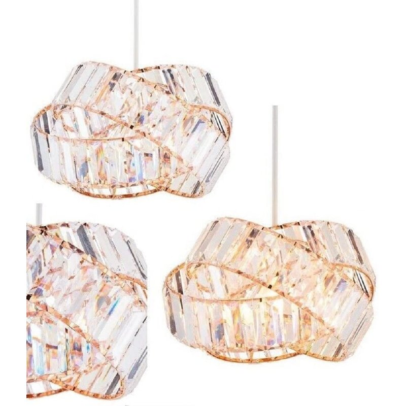 Optimal Products Chandelier Style Ceiling Light Shade Droplet Pendant Acrylic Crystal Bead Luxury (Crystal Gem Wrap Rose Gold)
