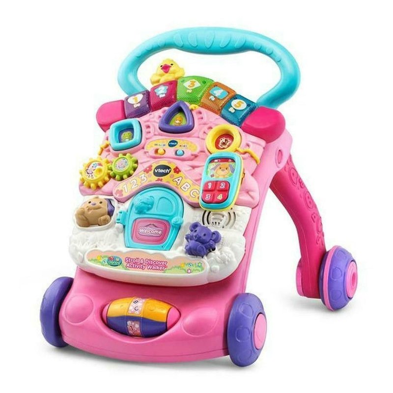 VTech First Steps Baby Walker | Push Along Walker Baby Toy with Shapes, Sounds, Music, Phrases, Pretend Play and More | Suitable for Babies from 6 Months, 1, 2 & 3 Year Olds, Boys & Girls, Pink