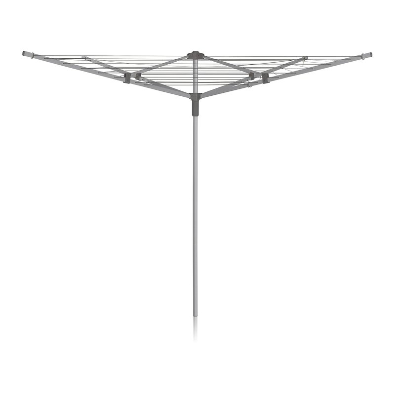 Addis 40m 4 Arm Rotary Washing Line (Grey) Multiple Tension Adjustment, Folding Outdoor Rotating Clothes Dryer & Ground Spike MOB, Metallic