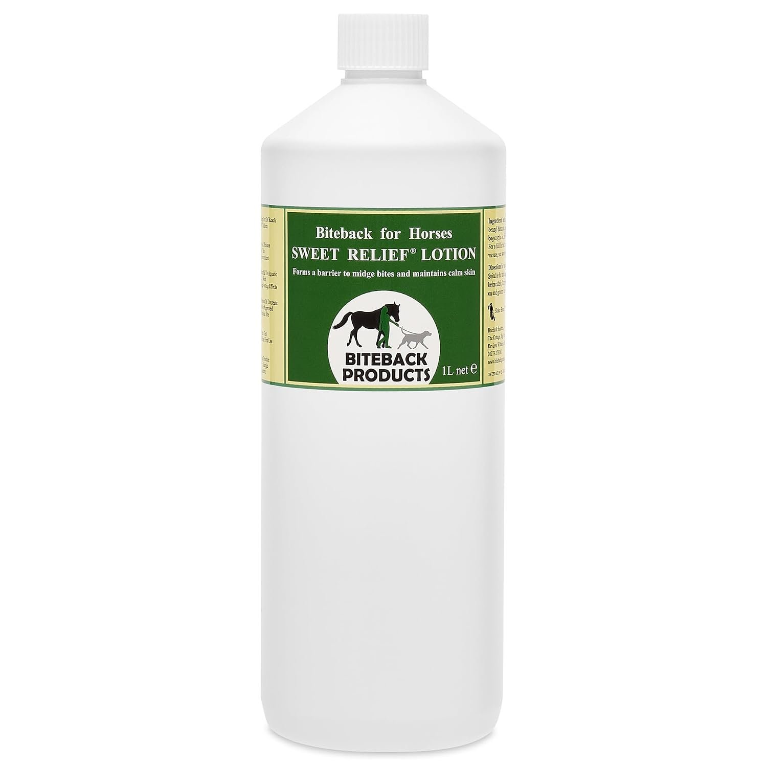 Biteback Products 'Sweet Relief'® Midge Barrier Lotion REFILL for Itchy Horses - Benzyl Benzoate Formula, Soothes the Itch Cycle, Moisturises & Supports Hair Regrowth - 1000ml