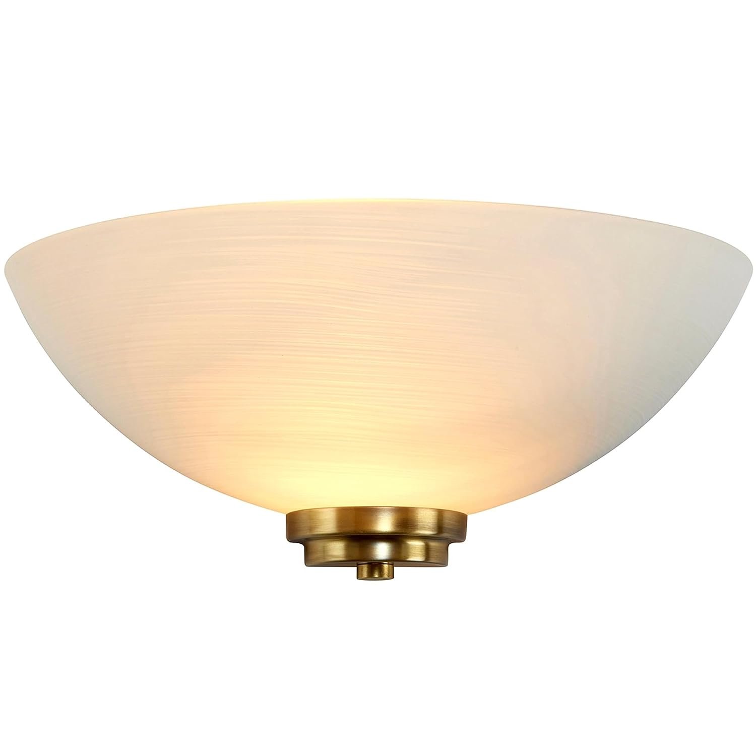 National Lighting Kaden Decorative Antique Brass Trim E27 LED Compatible Wall Light Uplighter with White Lined Painted Glass Shade