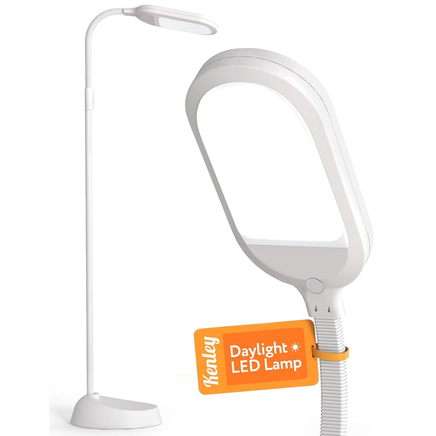 Kenley Daylight Lamp - Reading Light Floor Standing - Customizable Brightness Levels - Natural Sunlight with Adjustable Brightness - Standard Lamps for Living Room Bedroom Craft Study (Light Grey 15W)