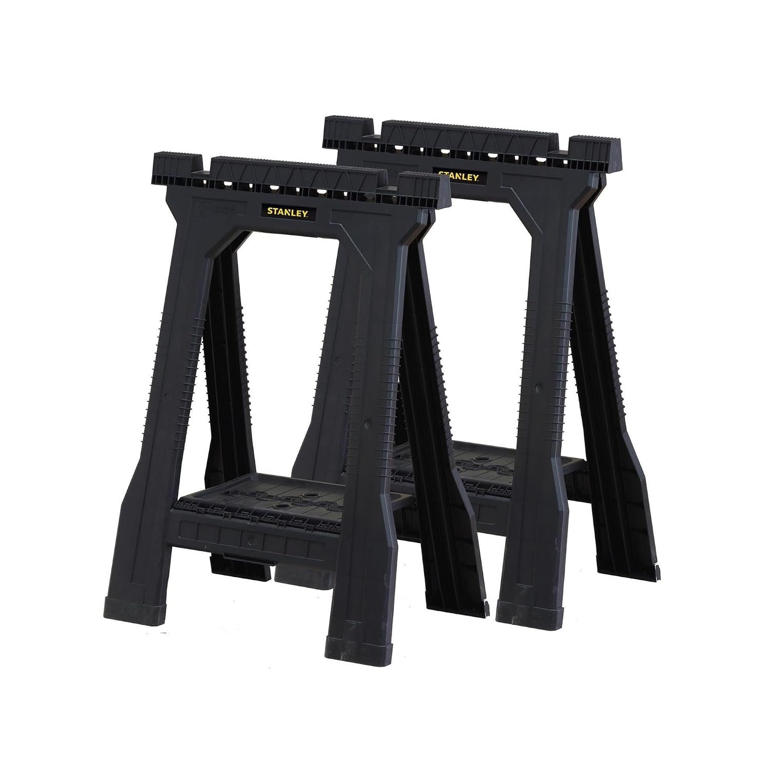 STANLEY Folding Junior Work Bench Saw Horse Twin Pack, with Tray for Tools and Small Parts, STST1-70355