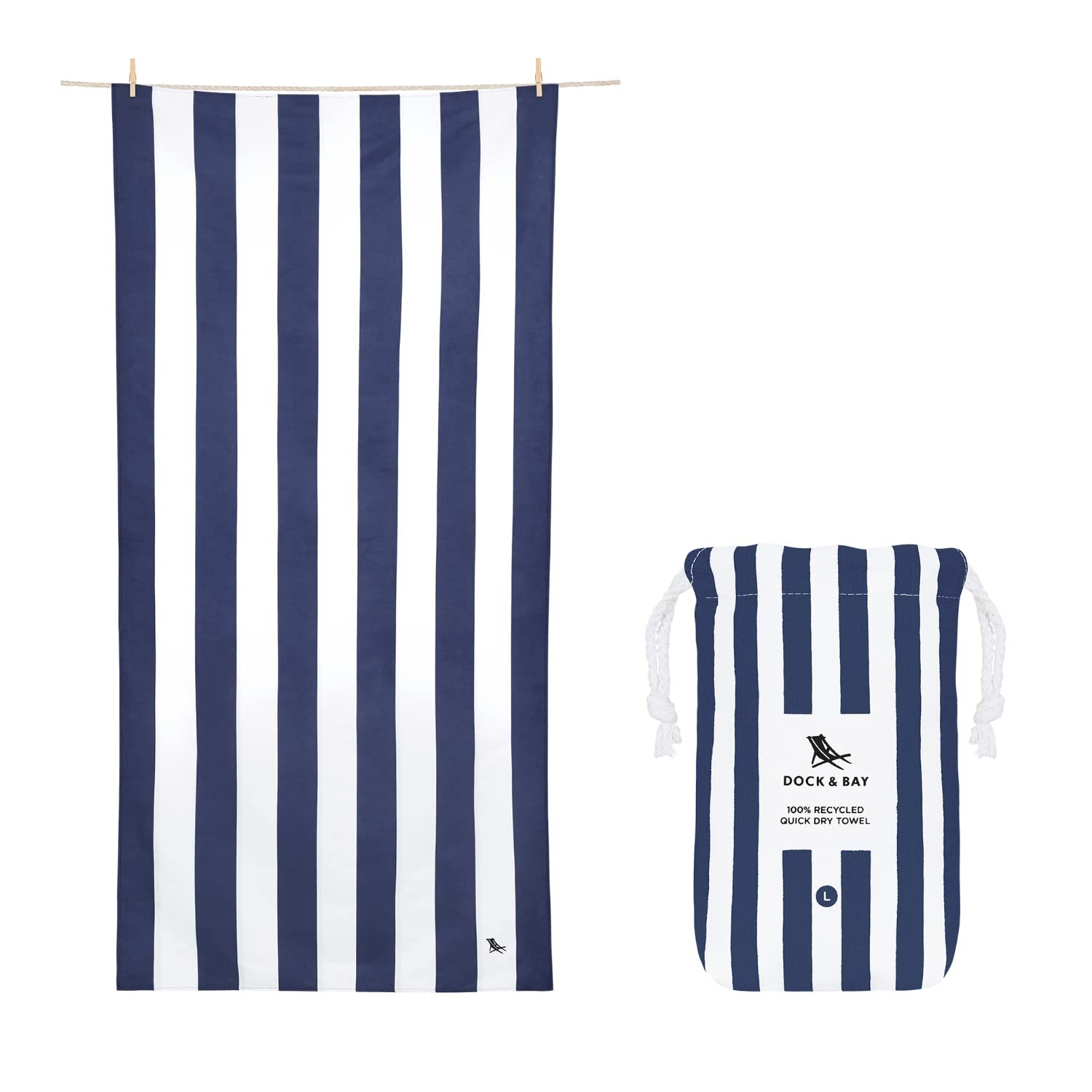 Dock & Bay Beach Towel - Quick Dry, Sand Free - Compact, Lightweight - 100% Recycled - Includes Bag - Build-A-Beach, Medium (130x70cm, 51x27)