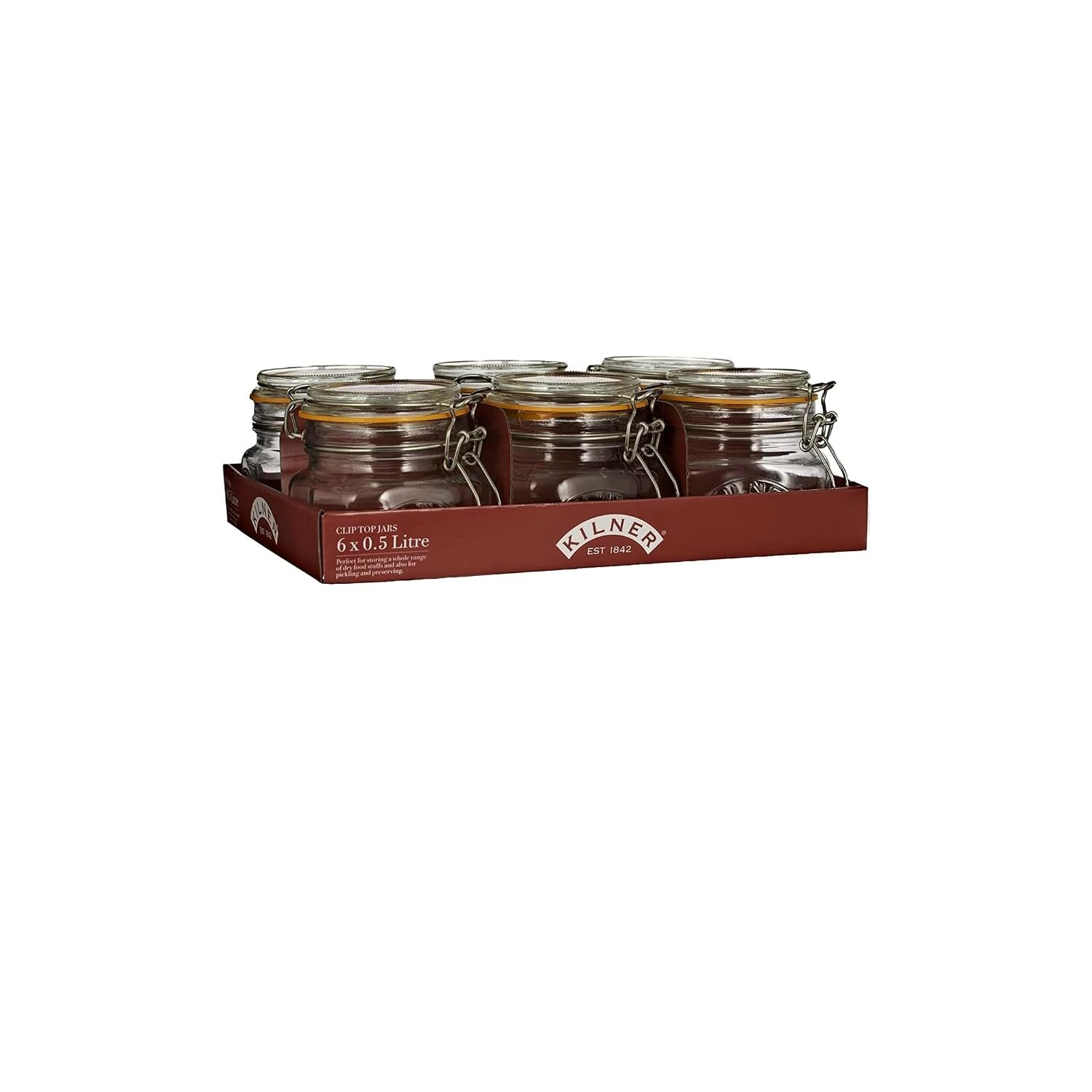 Kilner Clip Top Square Preserve Jar - 500ml (Pack 6)