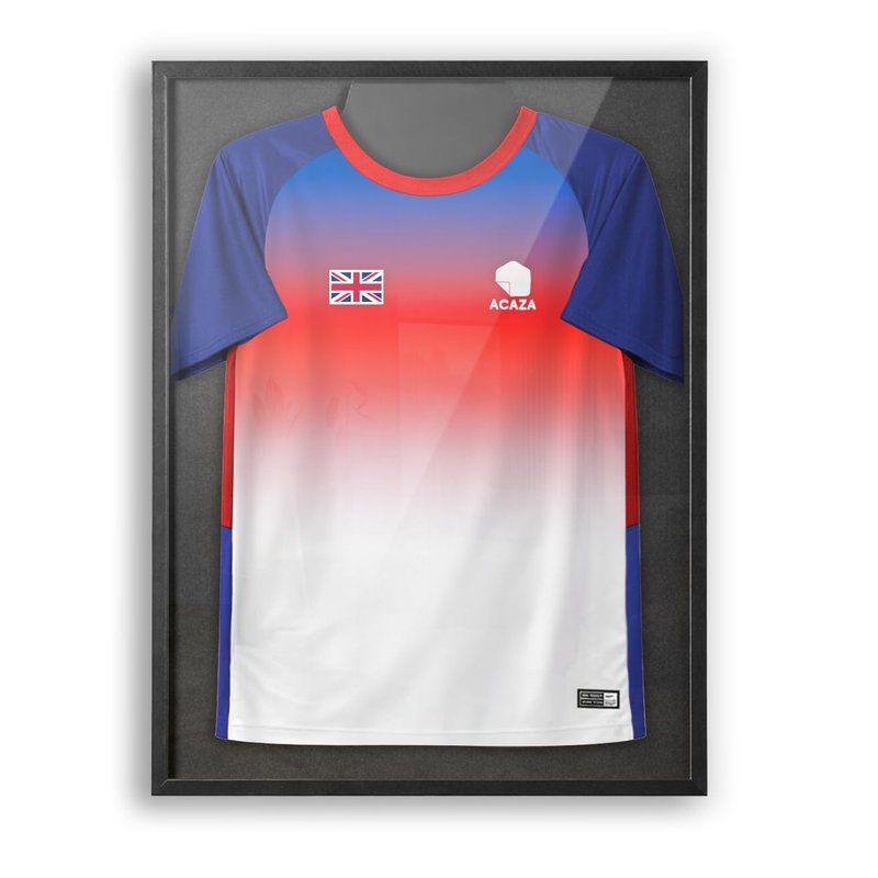 ACAZA Football Shirt Frame 60 x 80cm, 3D Framing kit for Football, Basketball, Rugby and Cycling Jerseys t shirt, Large XL Wall-Mounted Display, Wood and Acrylic Glass, Black