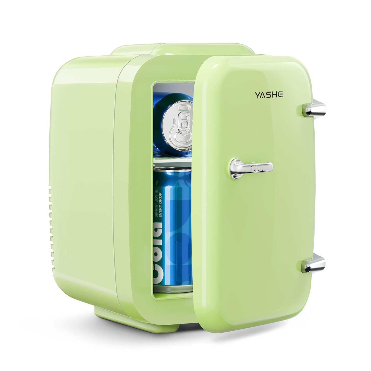 YASHE Mini Fridge, 4 Liter/6 Cans Portable Cooler and Warmer, AC/DC Power Small Fridge, Quiet Desk Skincare Fridge for Beauty Drinks Medicine, Mini Fridge for Bedrooms Office Dorm Car Travel, Green