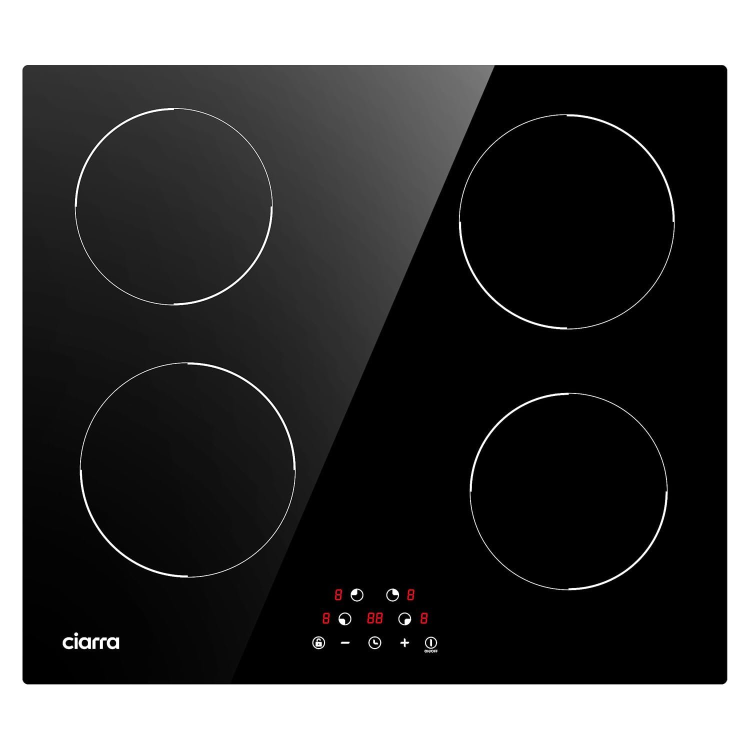CIARRA 60cm 4 Zone Induction Hob 6000W Hardwired Built-in Black CABBIH4-D