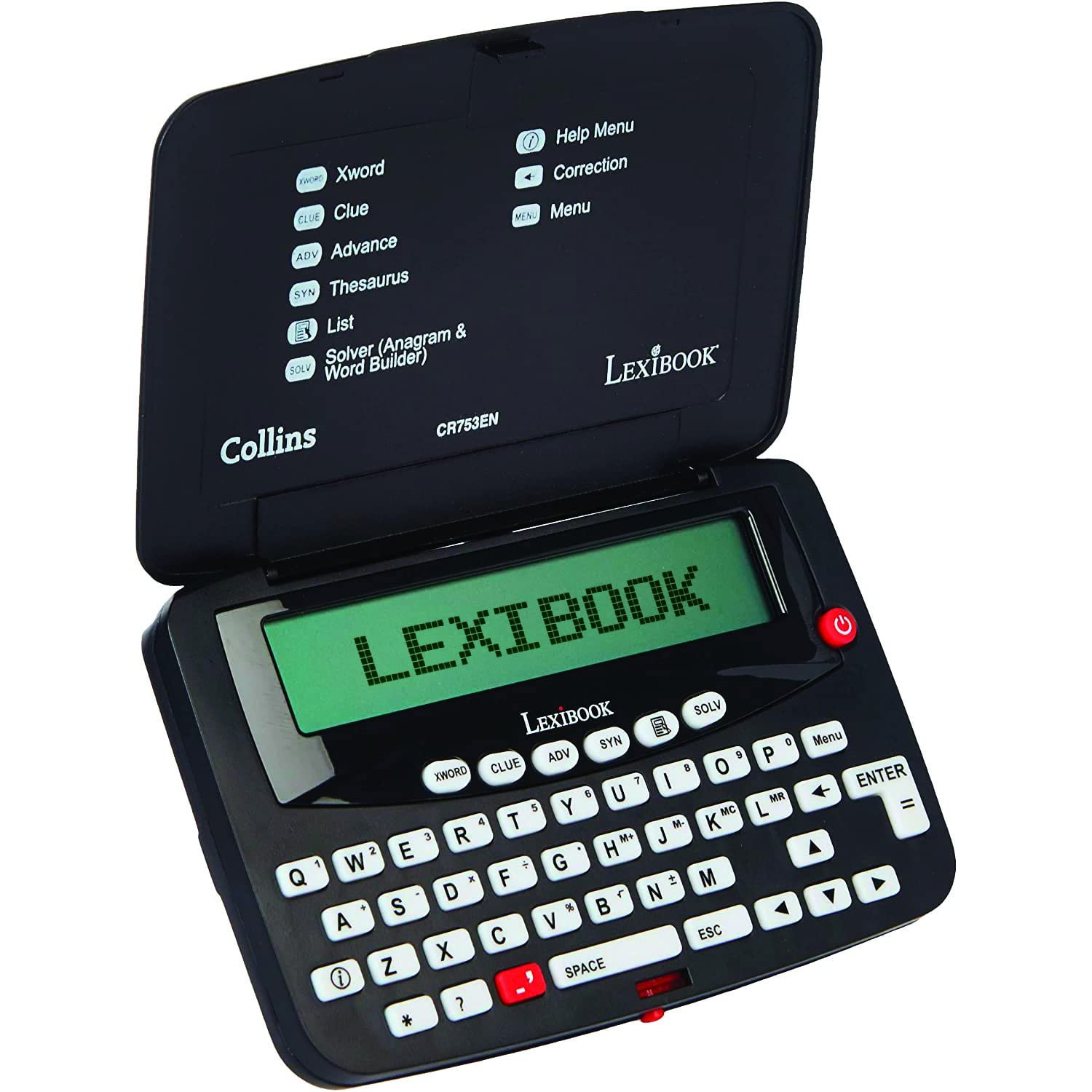 Lexibook, Collins Crossword, Bradford, Phonetic spell-correction, Anagram solver, words games, Electronic, with battery, black/white, CR753EN