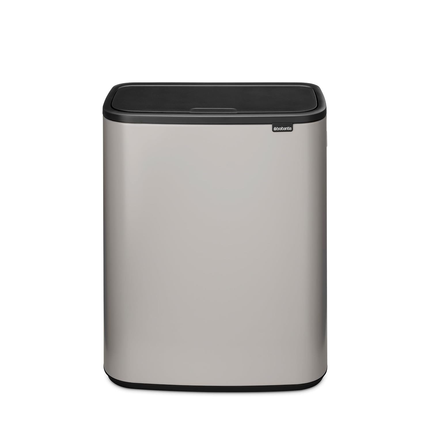 Brabantia Bo Touch Bin 2x30L – Extra Large Dual Compartment | Soft Touch Waste Separation with Inner Buckets | Space-Saving Rubbish Bin for Kitchen or Utility | Soft Grey
