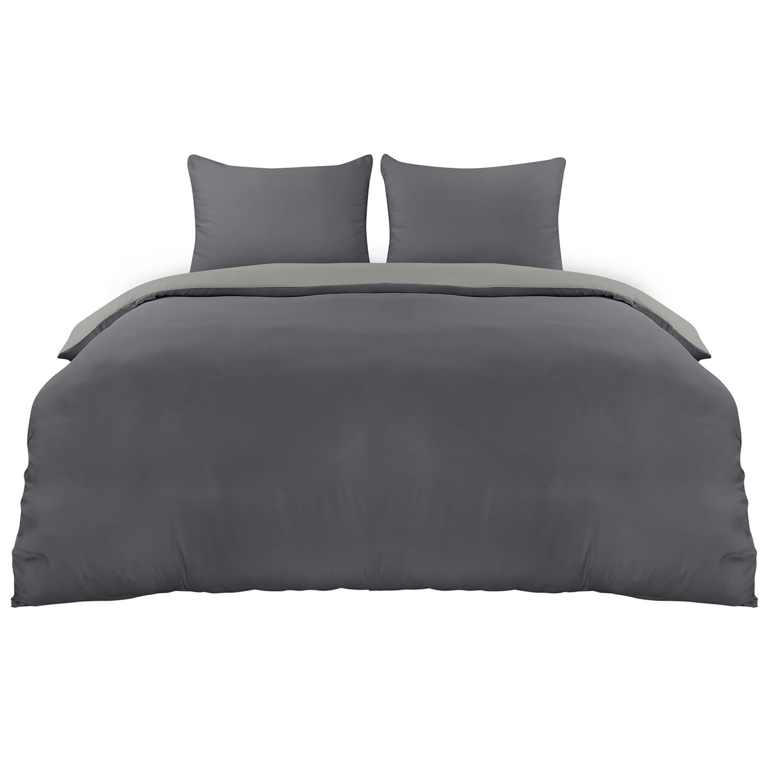 Utopia Bedding Bedding Set 220x240 - Microfiber Duvet Cover 240x220 cm + 2 Pillowcases 65x65 cm - Dark Grey/Light Grey