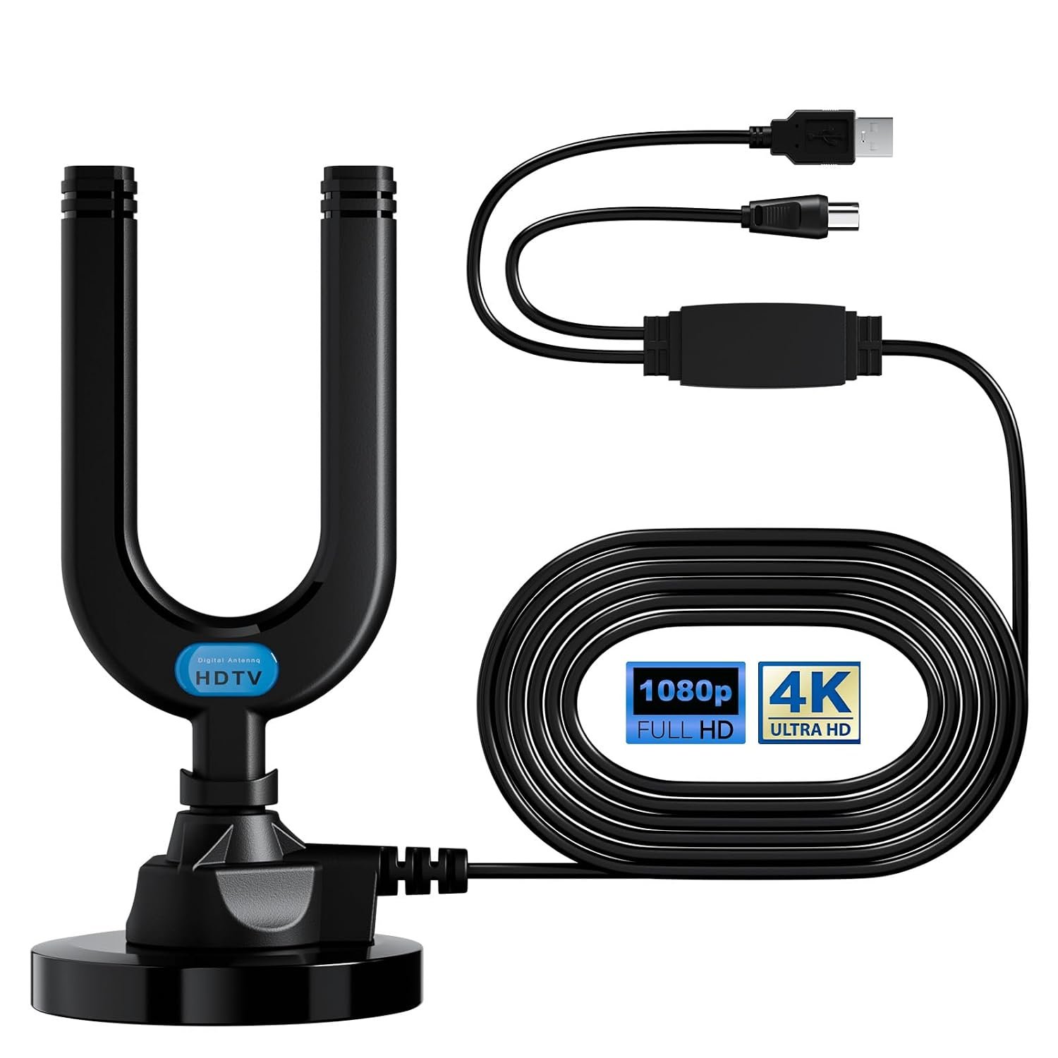 Diswoe TV Aerial, Indoor TV Aerial for Smart TV with Signal Booster High Gain Freeview Outdoor Antenna for 4K 1080P HDTV & VHF UHF DAB Radio with 26Ft Coax Cable