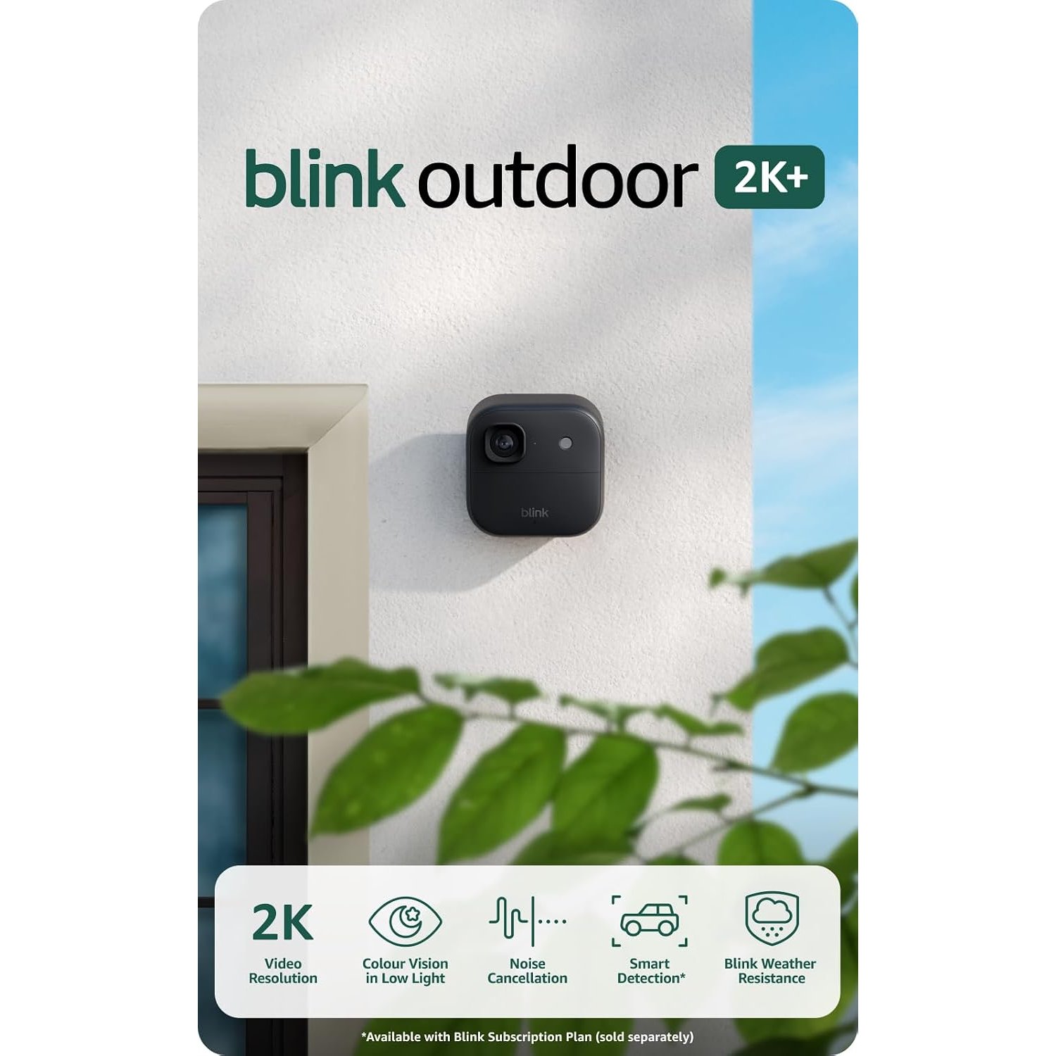 Blink Outdoor Camera 2K+ (newest gen) — Wireless smart security camera, 2K video resolution, enhanced audio, up to two-year battery. Sync Module Core included — 1 camera system, Black