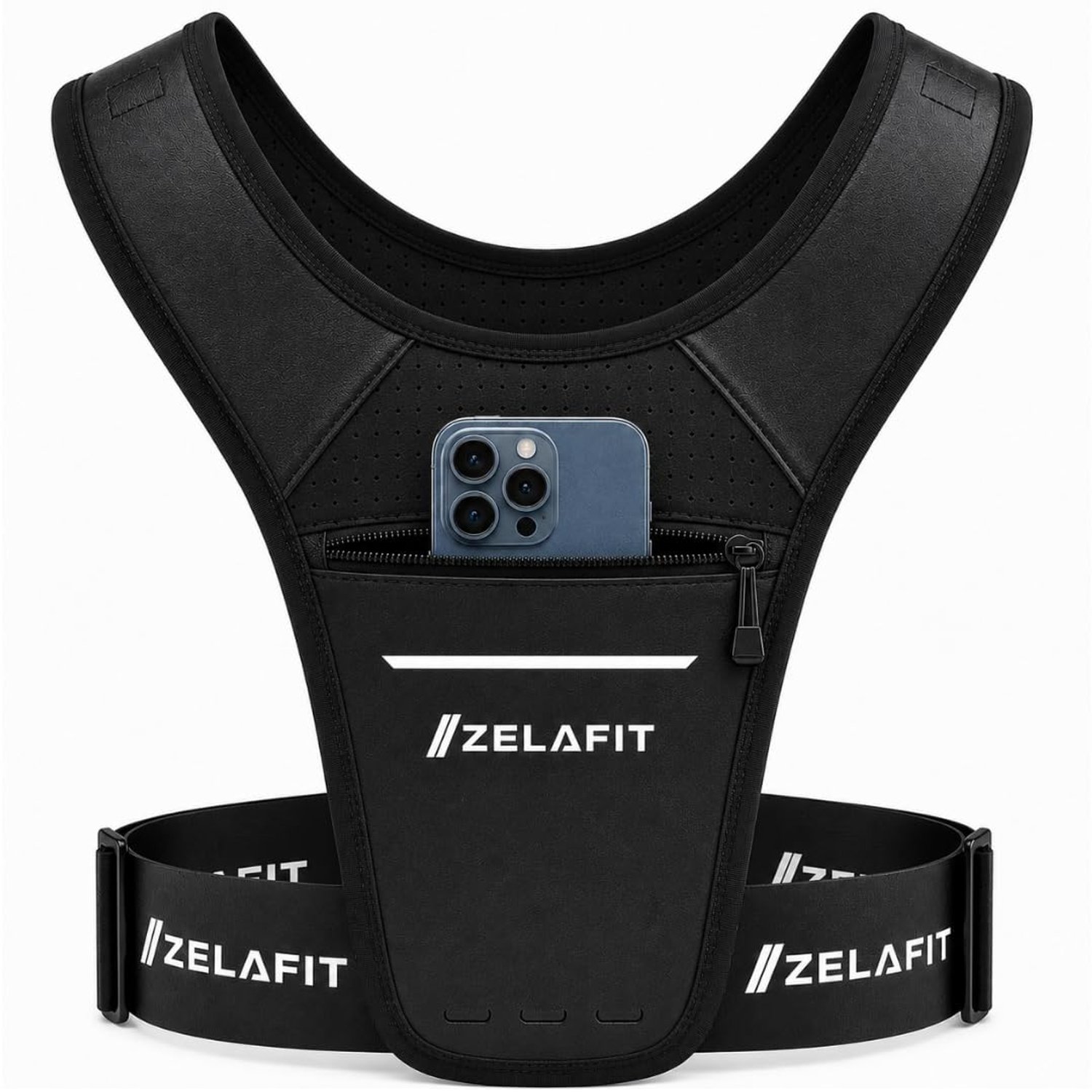ZelaFit® Running Vest Phone Holder – Running Vest Women & Mens – Adjustable Reflective Running Phone Holder – Ultra-Lightweight Running Bag & Backpack Alternative – Waterproof Phone Pouch & Key Holder