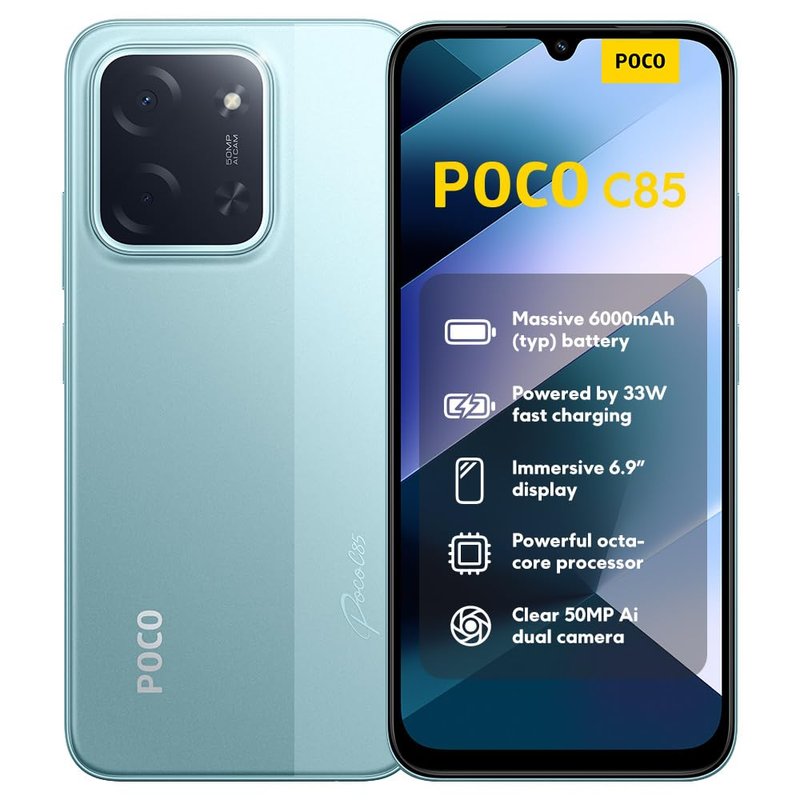 XIAOMI POCO C85, Smartphone 8+256GB, 6.9" 120Hz Display 7.99mm Design, MediaTek Helio G81-Ultra Octa-core, 50MP AI dual camera, 6000mAh, Green, Charger Not Included
