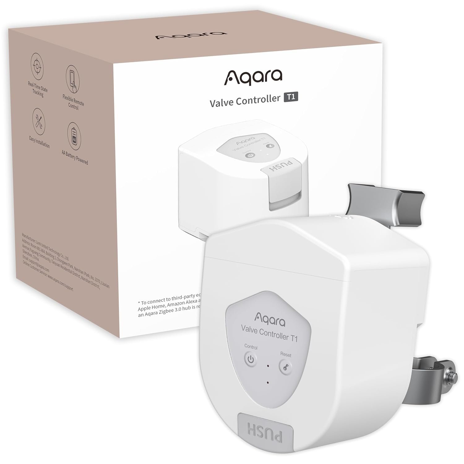 Aqara Smart Valve Controller T1, Matter over Bridge, Requires Aqara Zigbee 3.0 Hub, Combined with Water Leak Detectors for Home, Supports App Remote Control Shutoff, Supports HomeKit, Alexa, Google