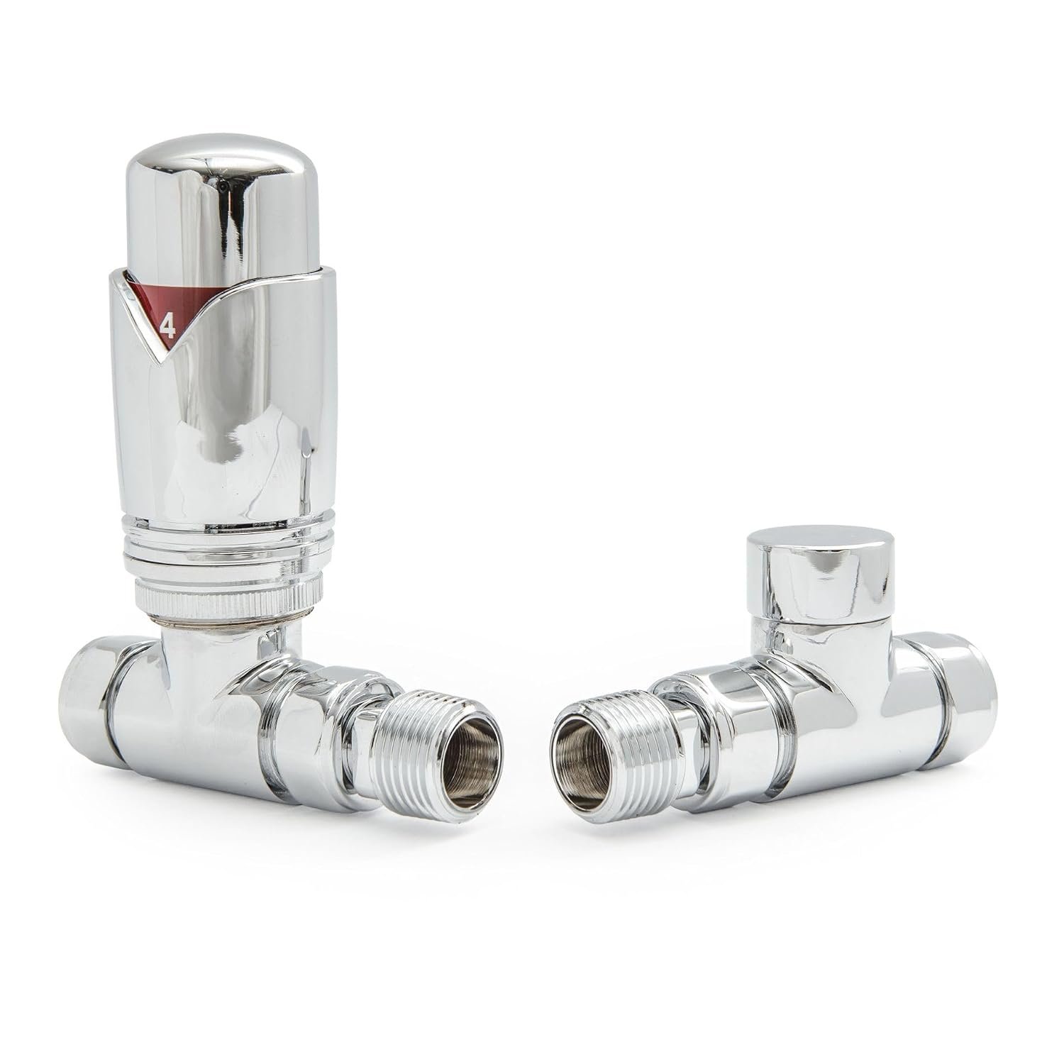Hot Flow Chrome Marella 3 Modern Thermostatic Radiator Valve Straight TRV. Includes Straight TRV Body, Wheel Head & Lock Shield for Quick & Easy Temperature Control.