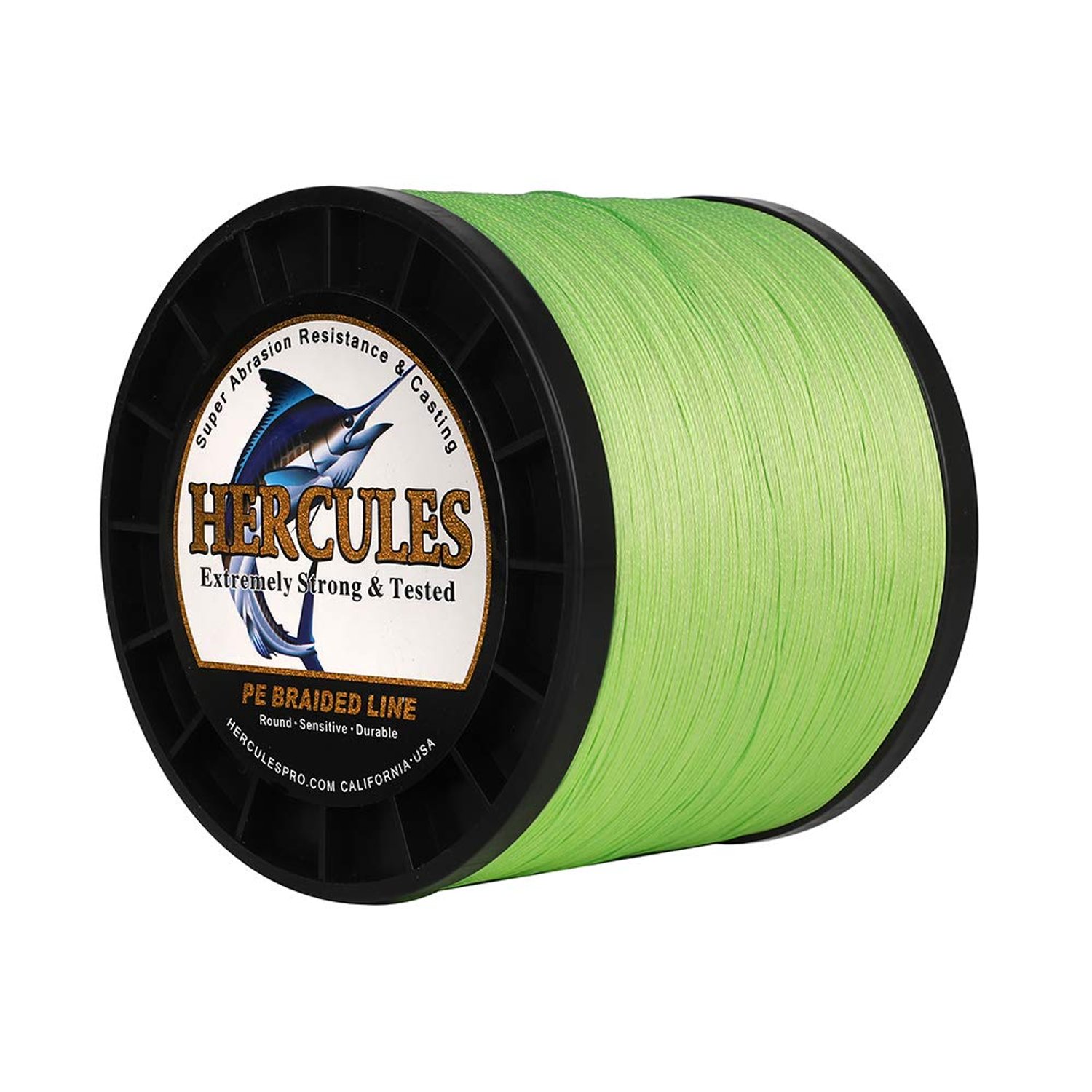 Hercules Braided Fishing Line 1500m 1640yds 10lbs-200lbs Pe Superline 8 Strands (Fluorescent Green 180lb/81kg 0.70mm)