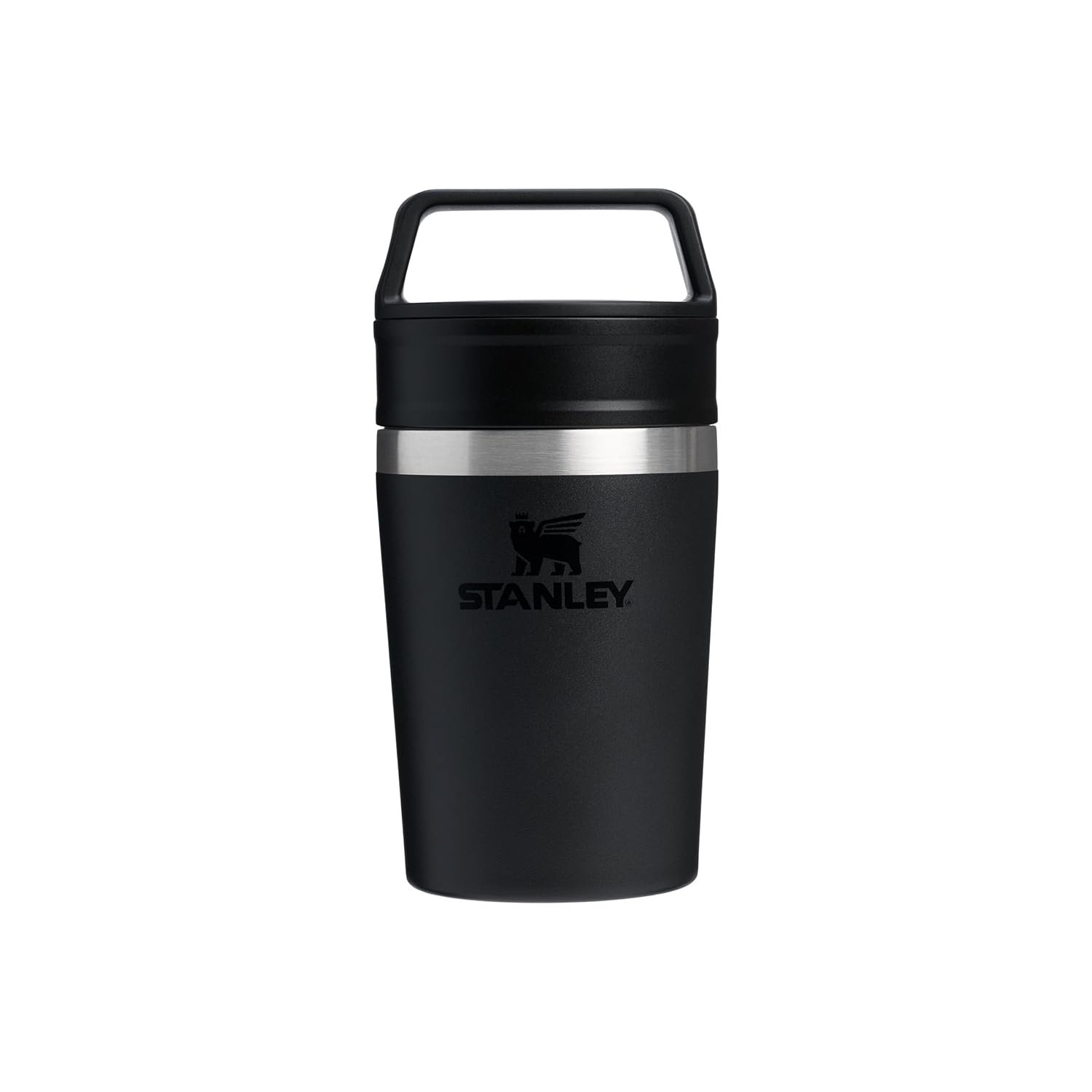 STANLEY 1913 Cafe to-Go Travel Mug 0.23L - Keeps 3 Hours Hot - 4 Hours Cold - Stainless Steel Thermal Mug - Dishwasher Safe - Easy-Carry Handle - Insulated Coffee Cup - Black