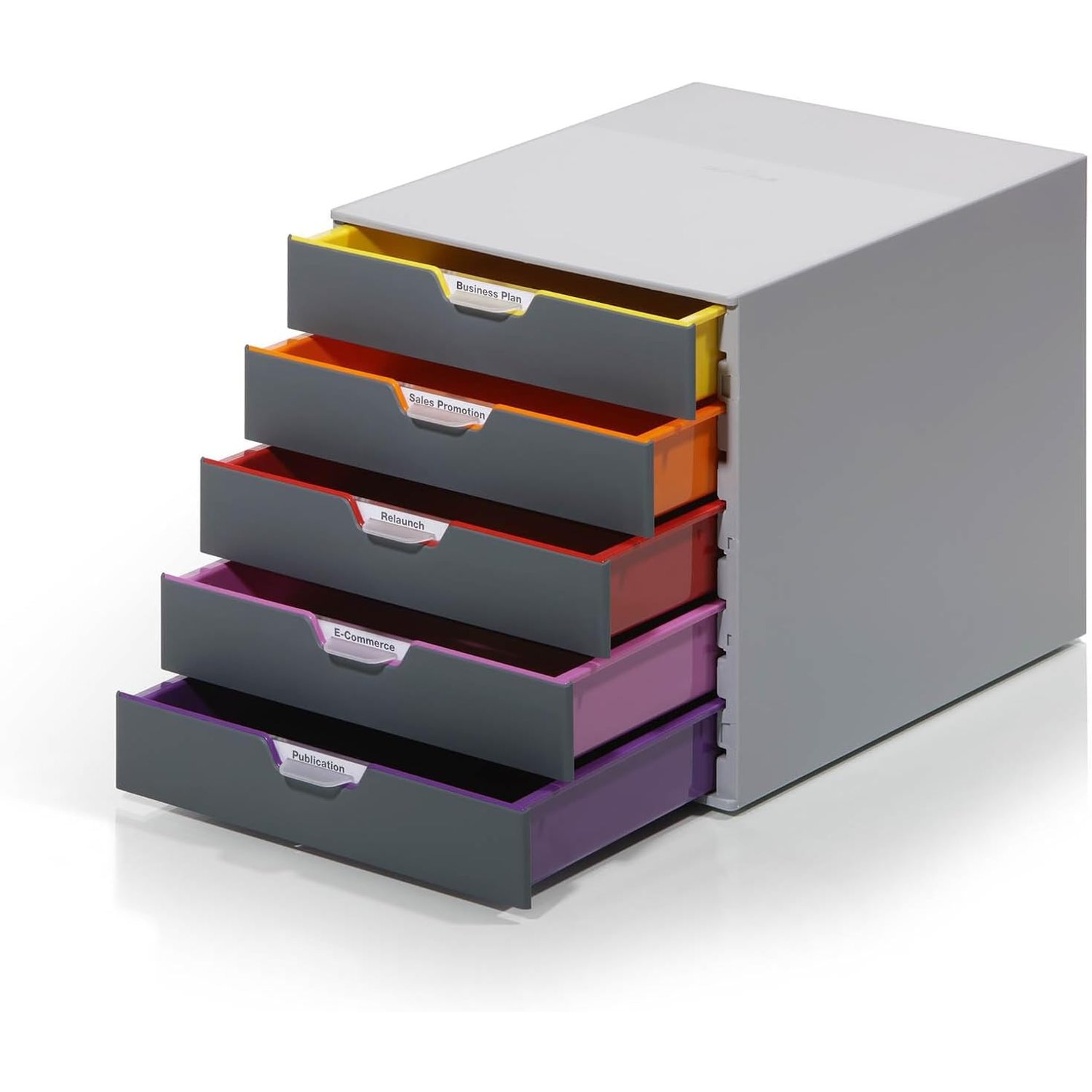 Durable VARICOLOR 5 Drawer Unit - Desktop Drawer Set with 5 Colour Coded Draws - Use as a Document Box, Paper Storage Organiser, etc.