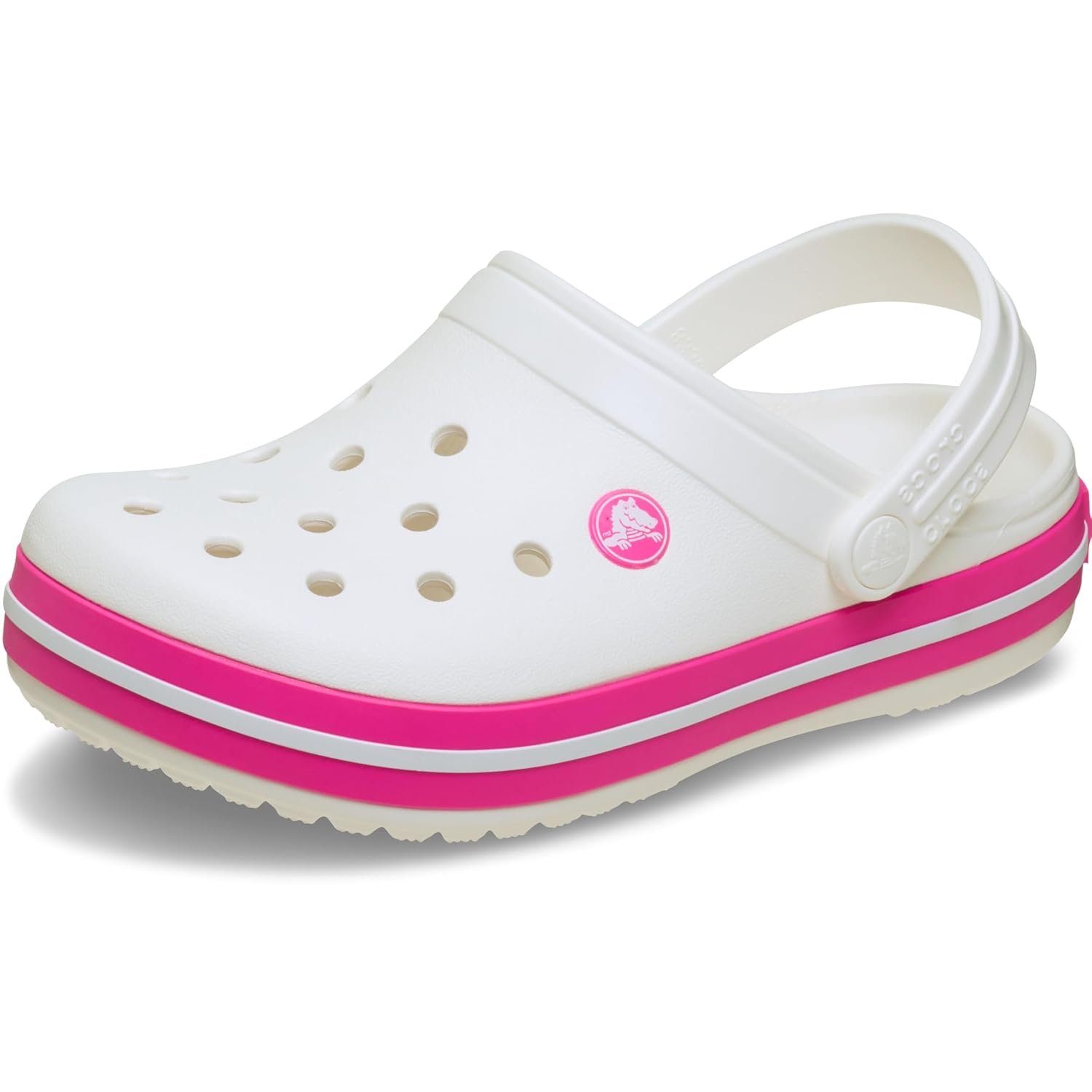 Crocs Unisex Kids Clog,Crocband Clog K,White/Pink Crush,2 UK Child
