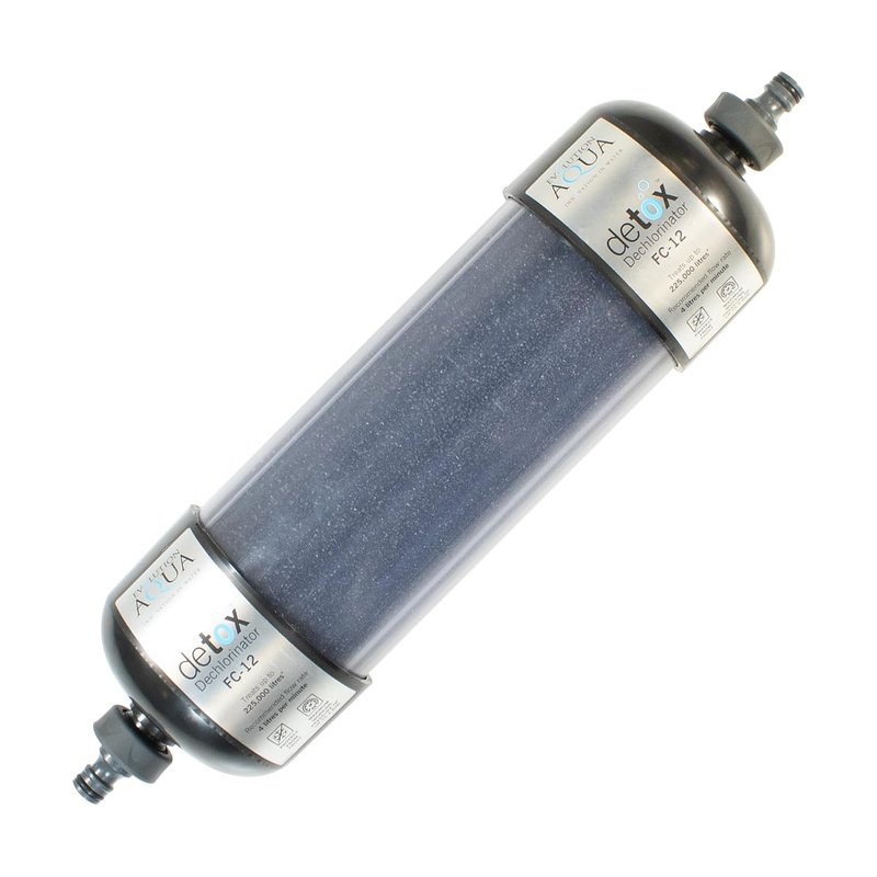 Evolution Aqua Pond Dechlorinator for Fish Ponds – Activated Carbon Chlorine Remover Garden Hose Inline Water Filter for Pond Tap Water Treatment / 12-Inch