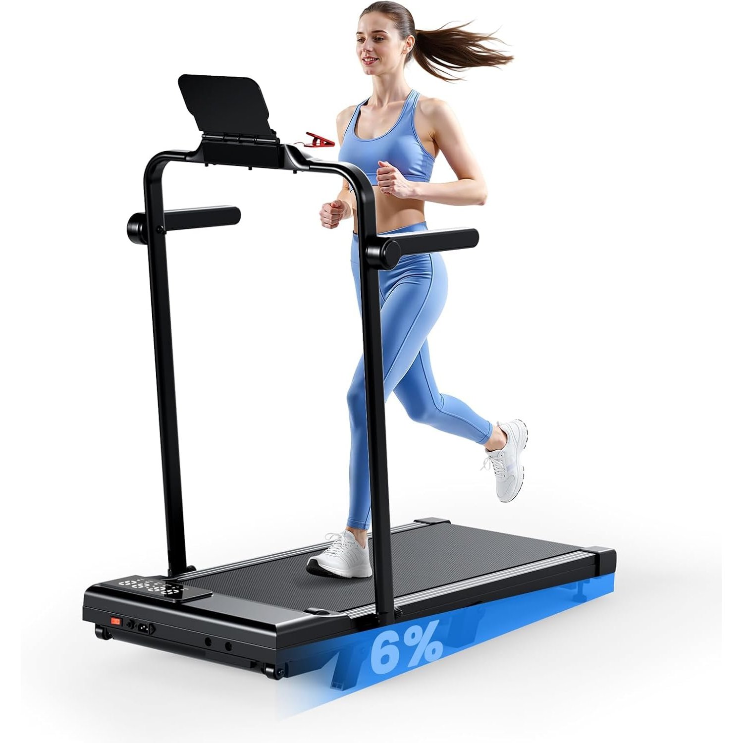 Superun Raceable 6% Incline Walking Pad, 6/12km/h Foldable Treadmill