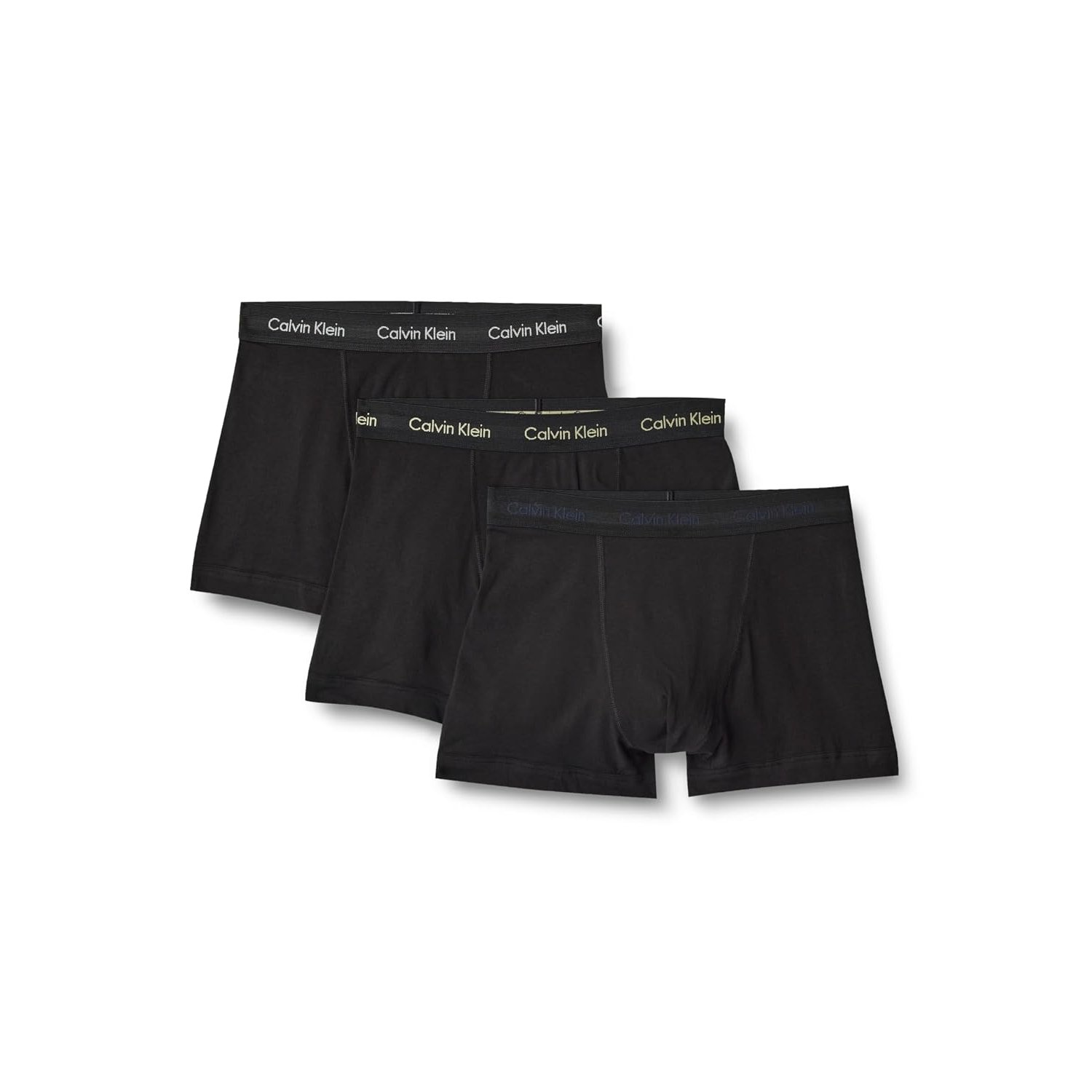 Calvin Klein Men’s 3 Pack Trunks, Multi (Black Bodies W/White/Blue Shadow/M), XL