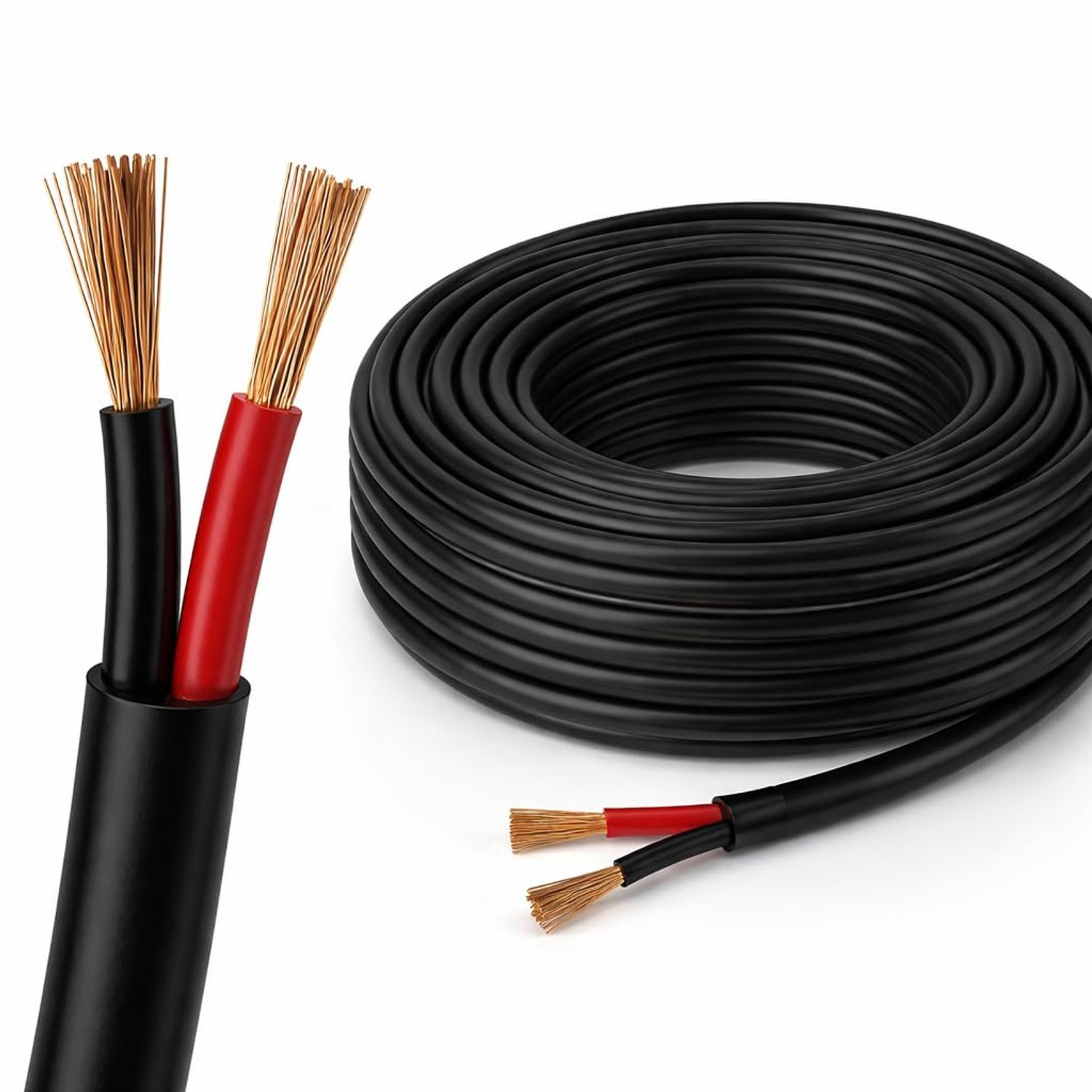 BMF DIRECT Automotive Round Twin 2 Core Cable 12V/24V Thin Wall Wire for Auto Boat 21A, 1.5mm² (10M Coil)
